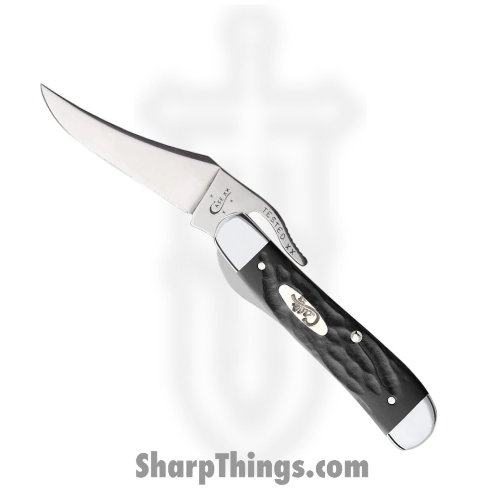 Case Cutlery - CA18224 - RussLock - Folding Knife - Tru-Sharp™ Stainless Polished Clip Point - Jigged Synthetic - Black