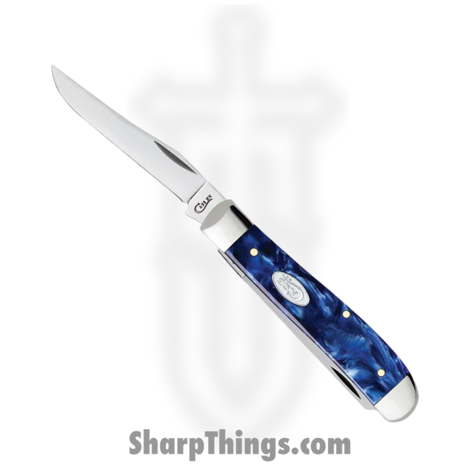 Case Cutlery - CA23432 - Mini Trapper - Folding Knife - Tru-Sharp™ Stainless Polished Clip/Spey - Pearl Kirinite - Blue