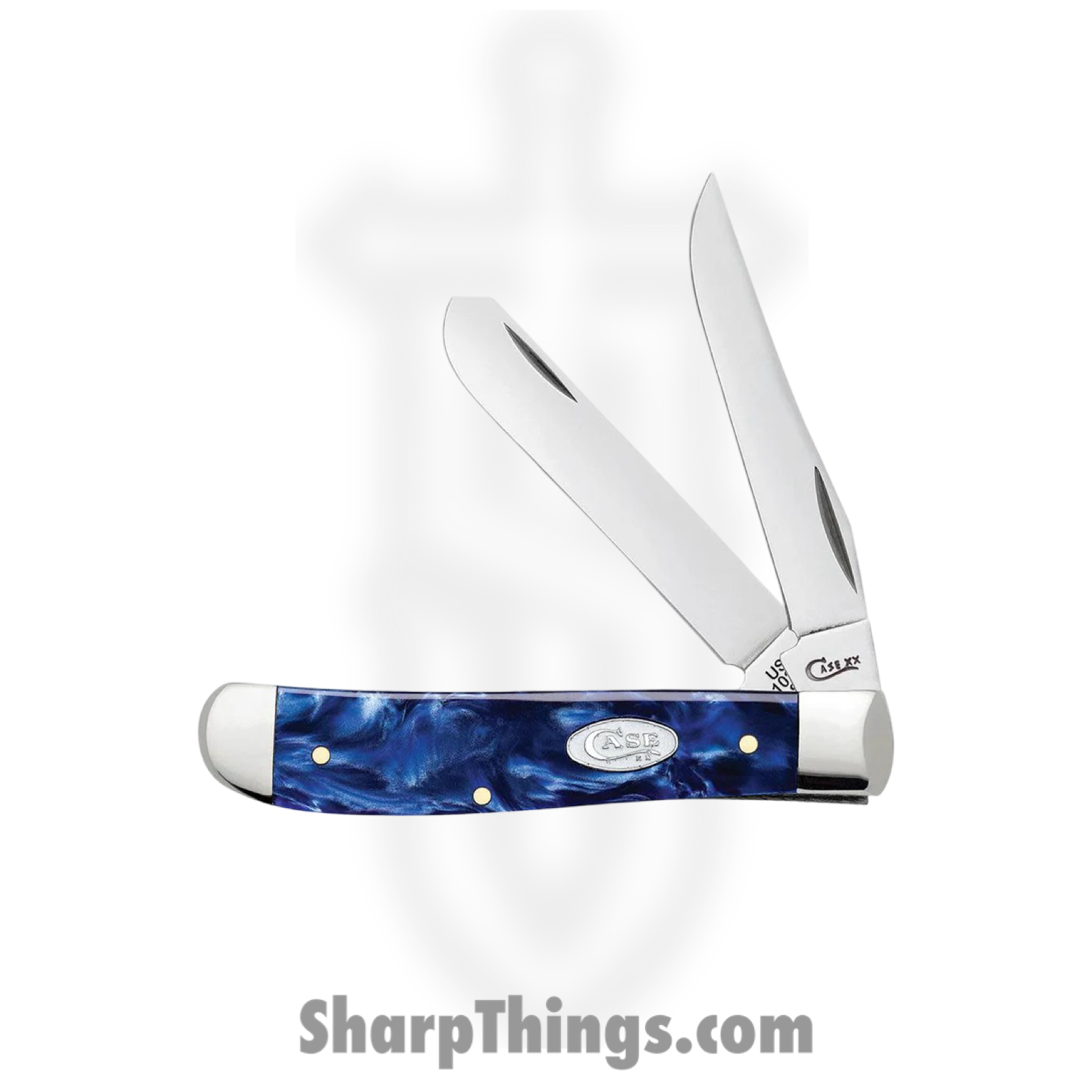 Case Cutlery - CA23432 - Mini Trapper - Folding Knife - Tru-Sharp™ Stainless Polished Clip/Spey - Pearl Kirinite - Blue - Image 2