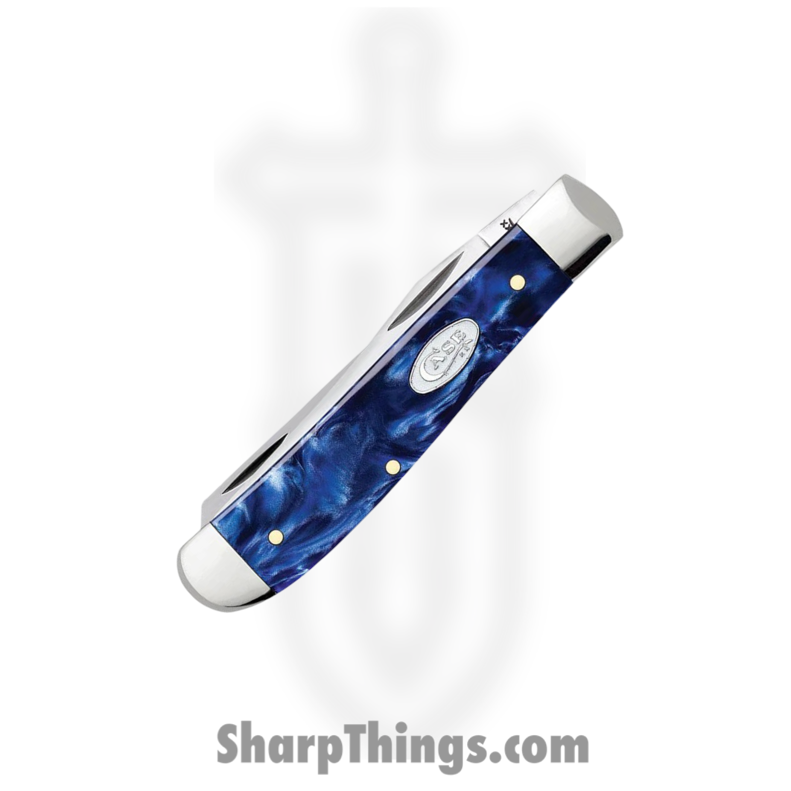Case Cutlery - CA23432 - Mini Trapper - Folding Knife - Tru-Sharp™ Stainless Polished Clip/Spey - Pearl Kirinite - Blue - Image 3