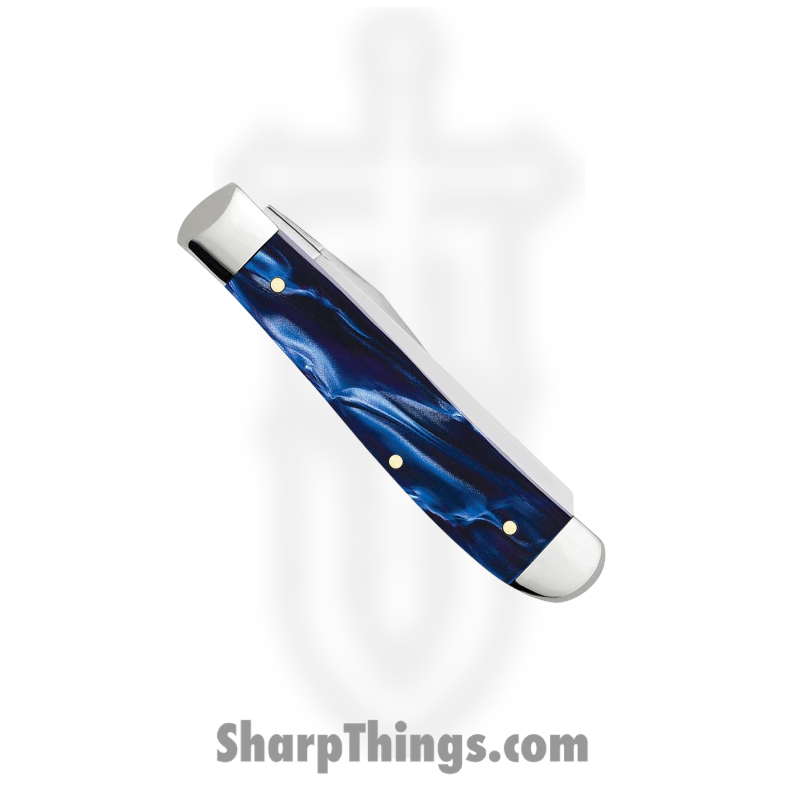 Case Cutlery - CA23432 - Mini Trapper - Folding Knife - Tru-Sharp™ Stainless Polished Clip/Spey - Pearl Kirinite - Blue - Image 4