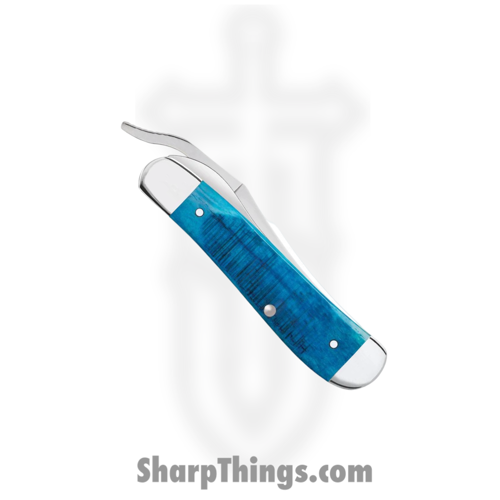 Case Cutlery - CA25589 - RussLock - Folding Knife - Tru-Sharp™ Stainless Polished Clip Point - Sawcut Jig Bone - Blue - Image 4