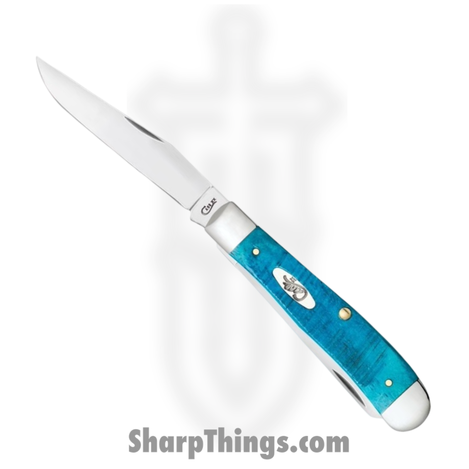 Case Cutlery - CA25592 - Trapper - Folding Knife - Tru-Sharp™ Stainless Polished Clip/Spey - Sawcut Jig Bone - Blue