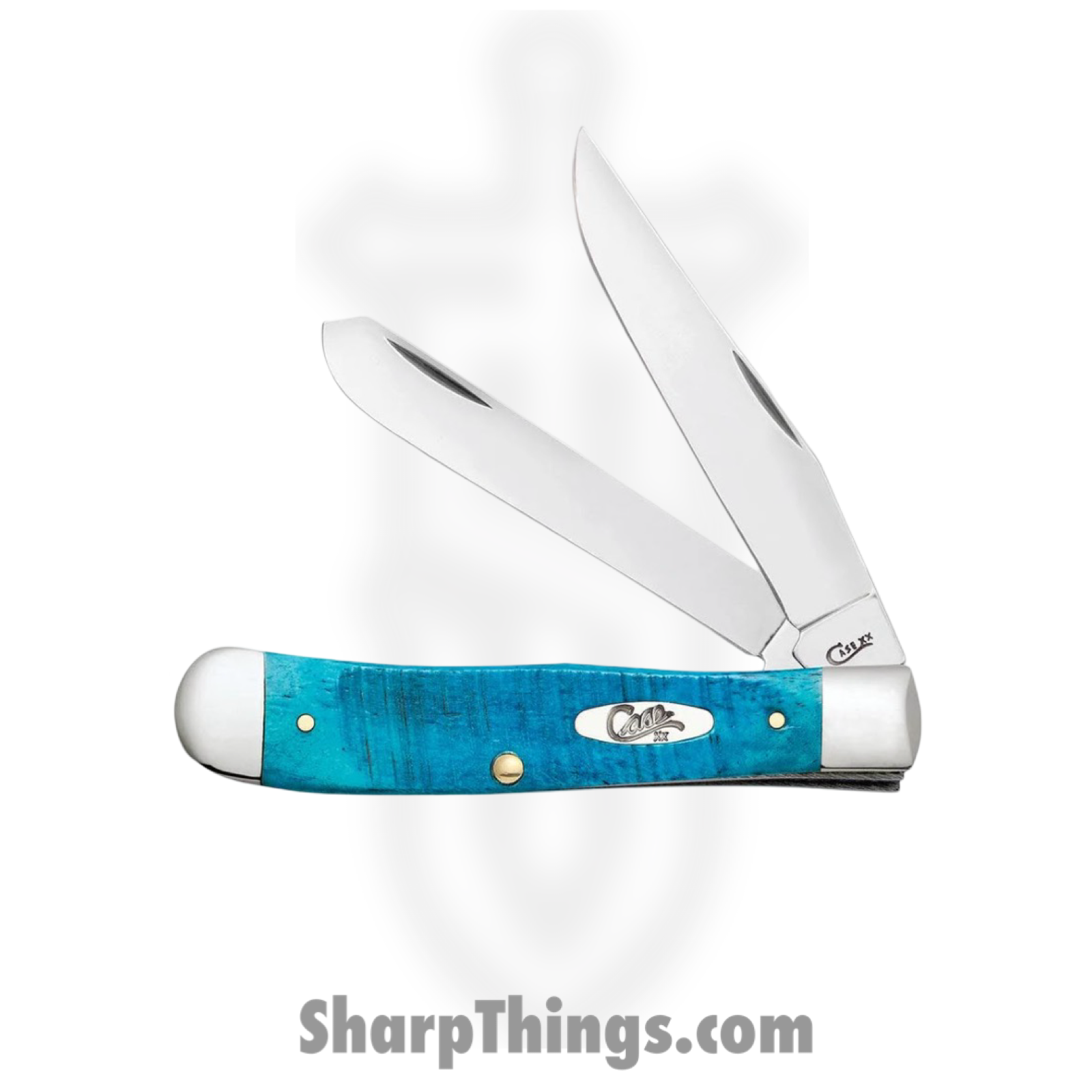 Case Cutlery - CA25592 - Trapper - Folding Knife - Tru-Sharp™ Stainless Polished Clip/Spey - Sawcut Jig Bone - Blue - Image 2