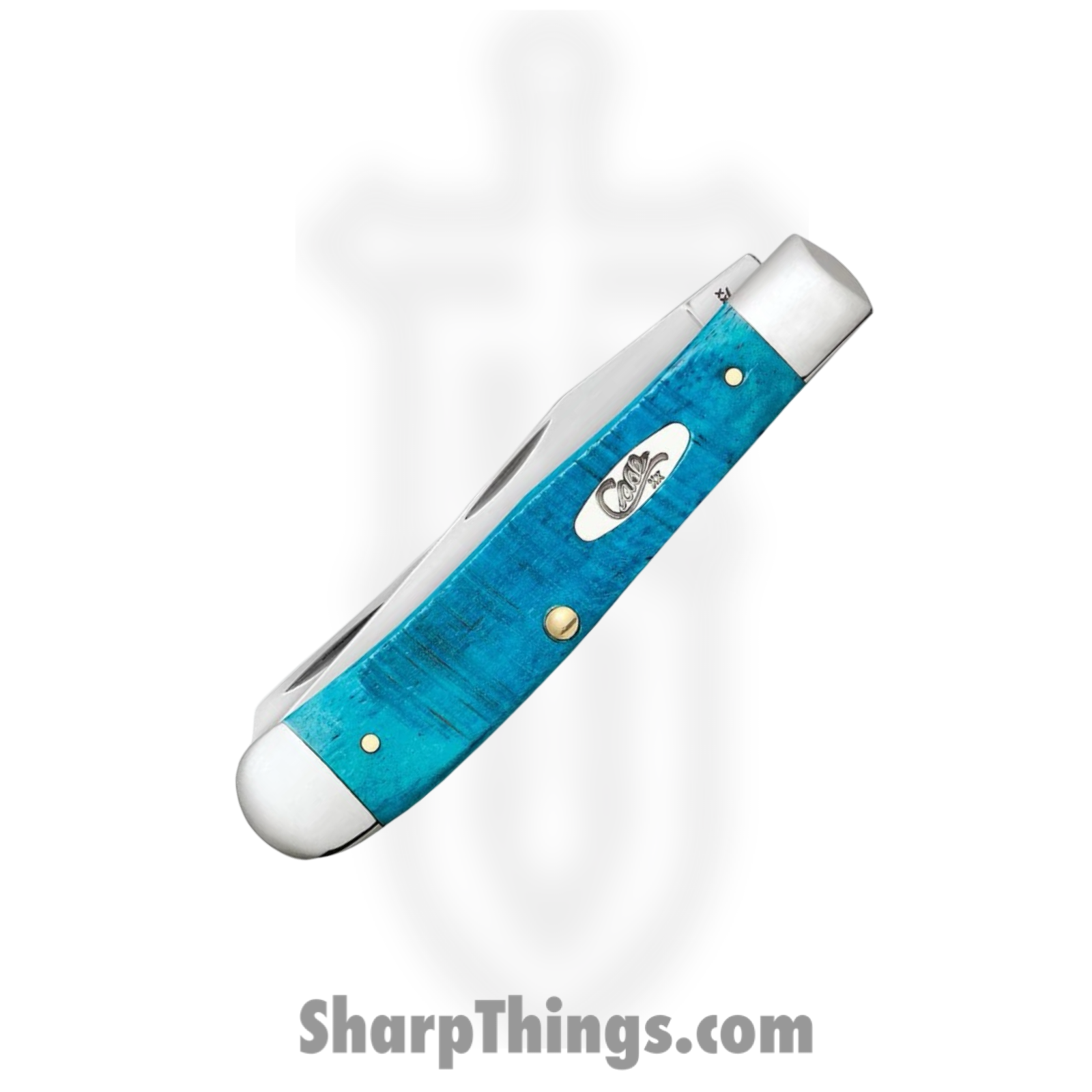 Case Cutlery - CA25592 - Trapper - Folding Knife - Tru-Sharp™ Stainless Polished Clip/Spey - Sawcut Jig Bone - Blue - Image 3