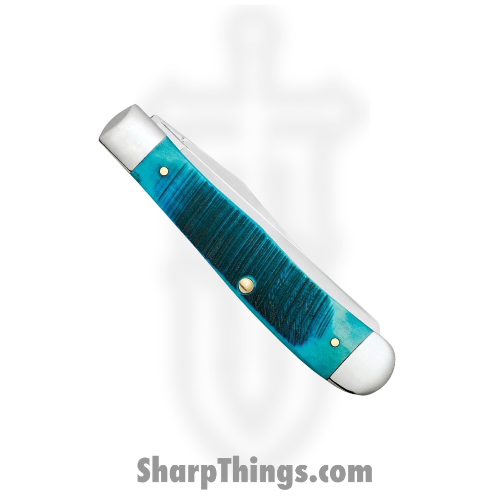 Case Cutlery - CA25592 - Trapper - Folding Knife - Tru-Sharp™ Stainless Polished Clip/Spey - Sawcut Jig Bone - Blue - Image 4
