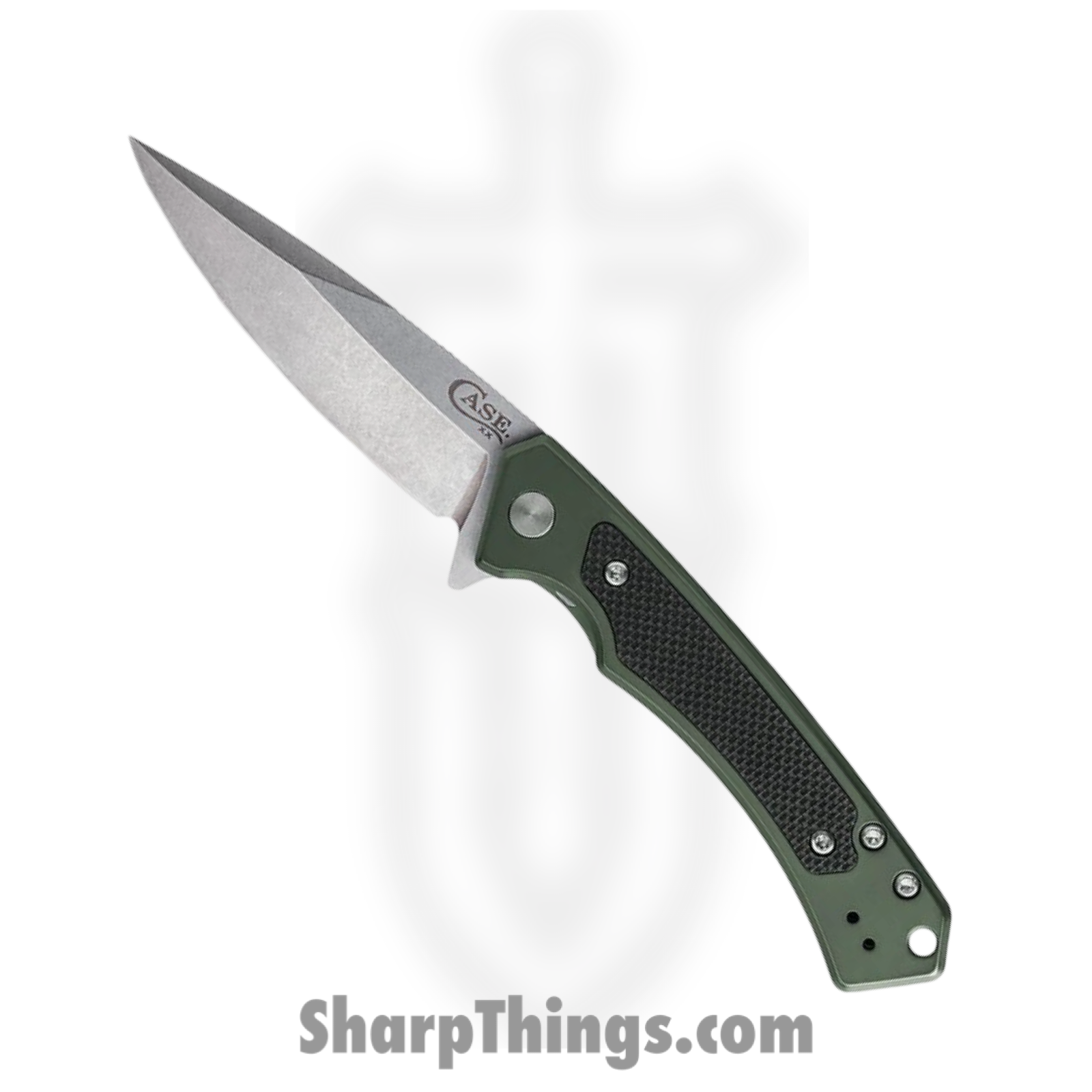 Case Cutlery - CA25883 - Marilla - Folding Knife - S35VN Satin Drop Point - Aluminum with G10 Inlay - OD Green Black