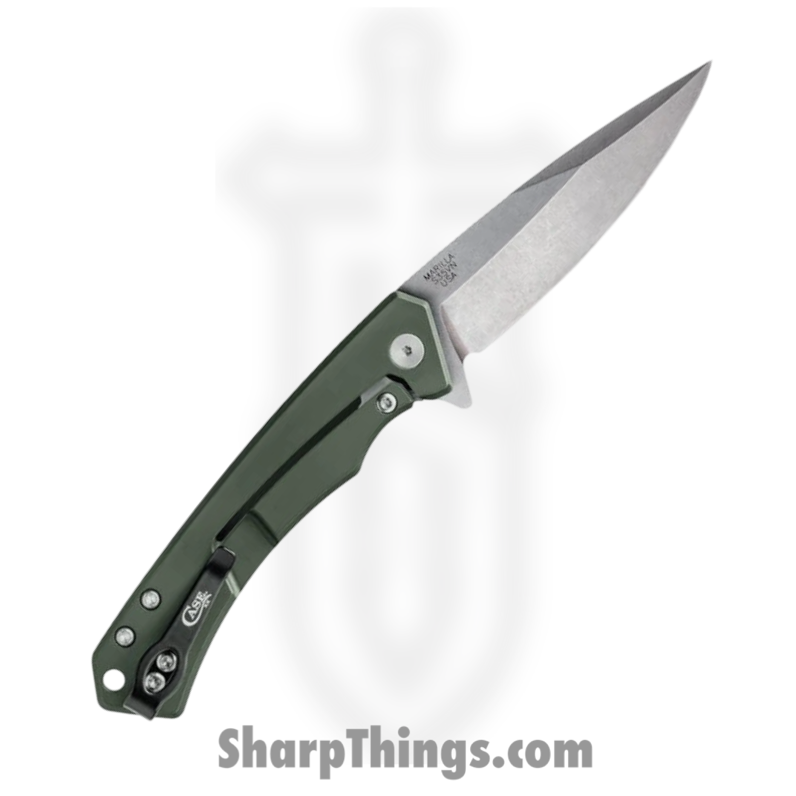 Case Cutlery - CA25883 - Marilla - Folding Knife - S35VN Satin Drop Point - Aluminum with G10 Inlay - OD Green Black - Image 2