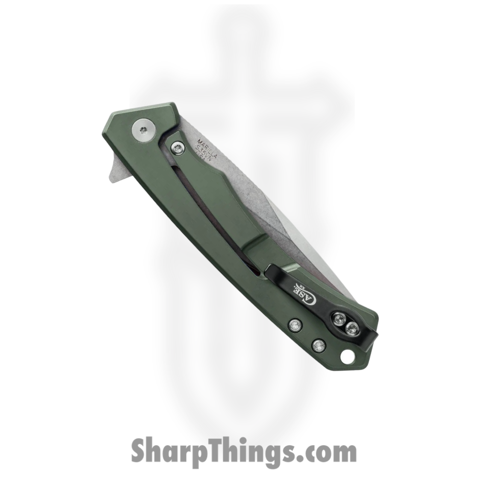 Case Cutlery - CA25883 - Marilla - Folding Knife - S35VN Satin Drop Point - Aluminum with G10 Inlay - OD Green Black - Image 5