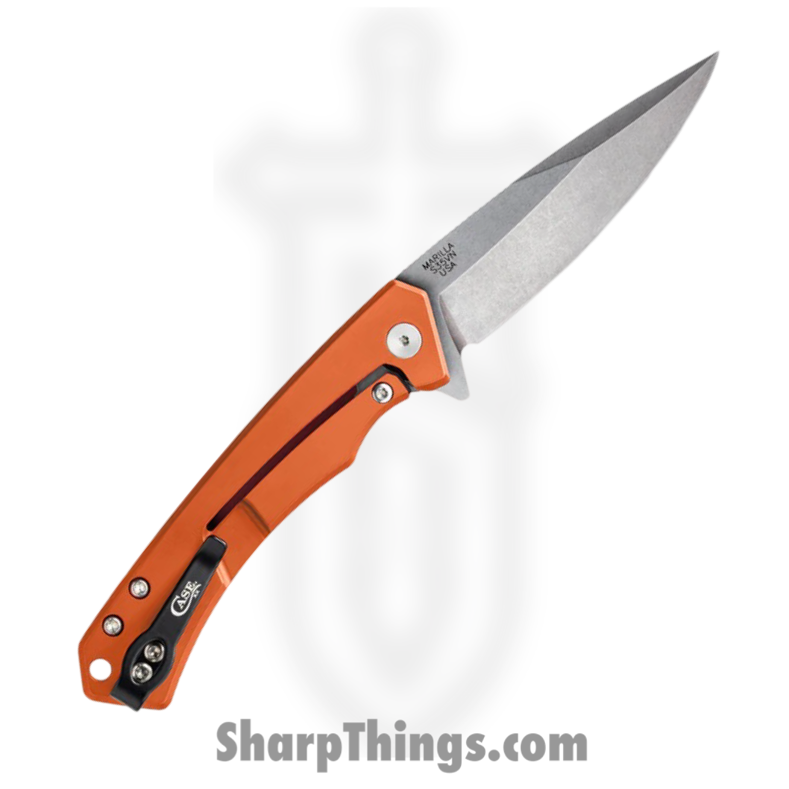 Case Cutlery - CA25886 - Marilla - Folding Knife - S35VN Satin Drop Point - Aluminum with G10 Inlay - Orange Black - Image 2
