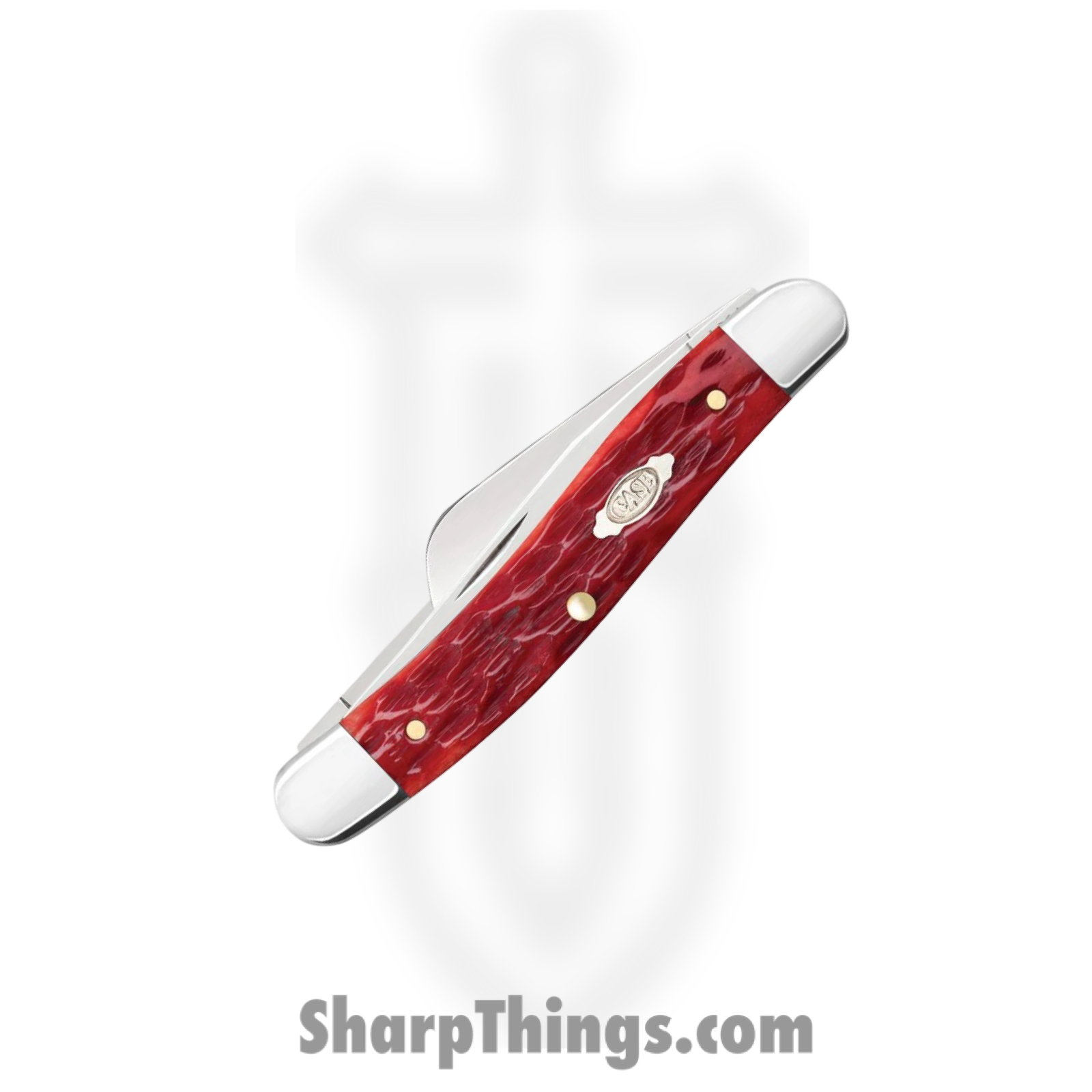 Case Cutlery - CA31951 - Medium Stockman - Folding Knife - Carbon Steel Polished Clip/Sheepfoot/Spey - Peach Seed Jig Bone - Red - Image 3