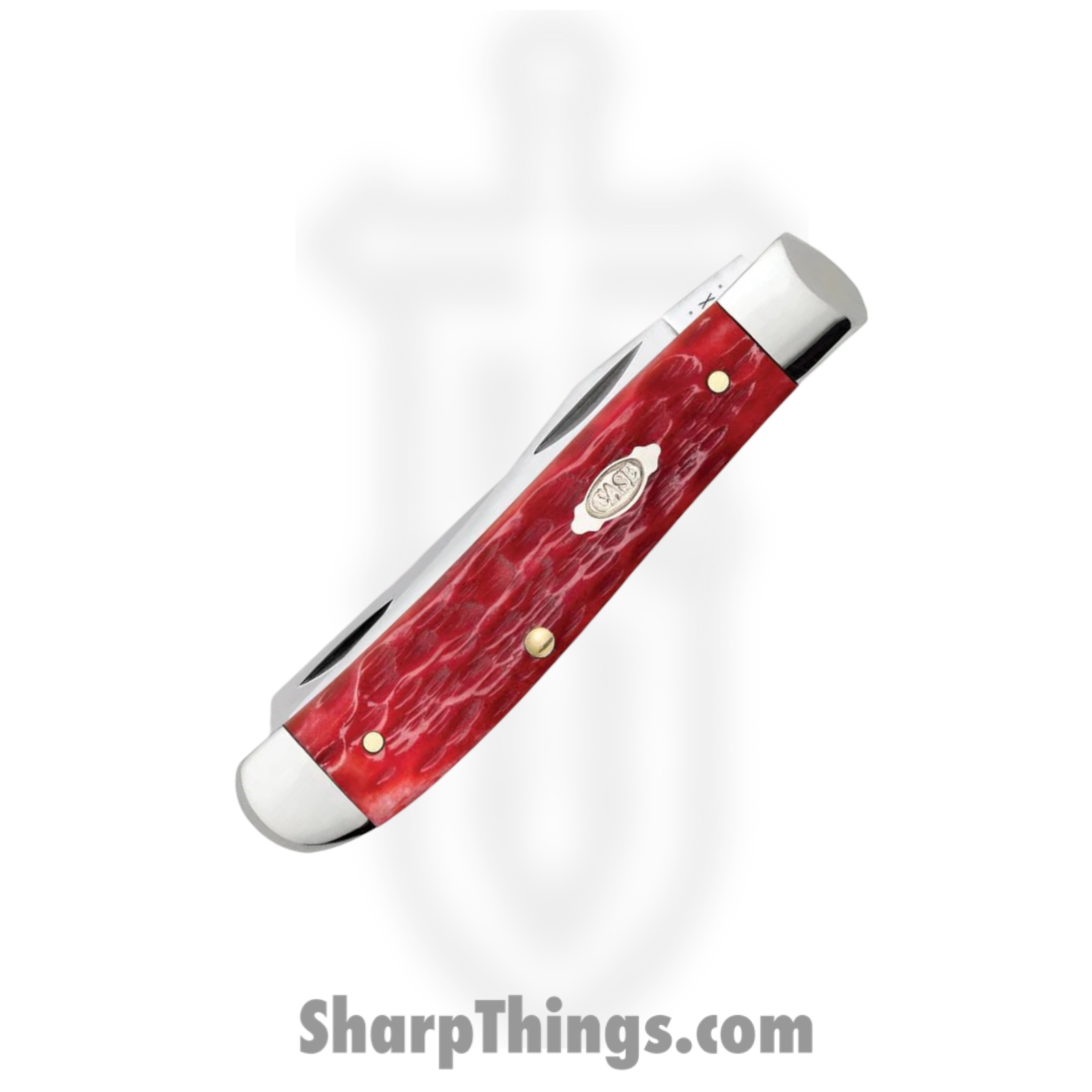 Case Cutlery - CA31952 - Mini Trapper - Folding Knife - Carbon Steel Polished Clip/Spey - Peach Seed Jig Bone - Red - Image 3