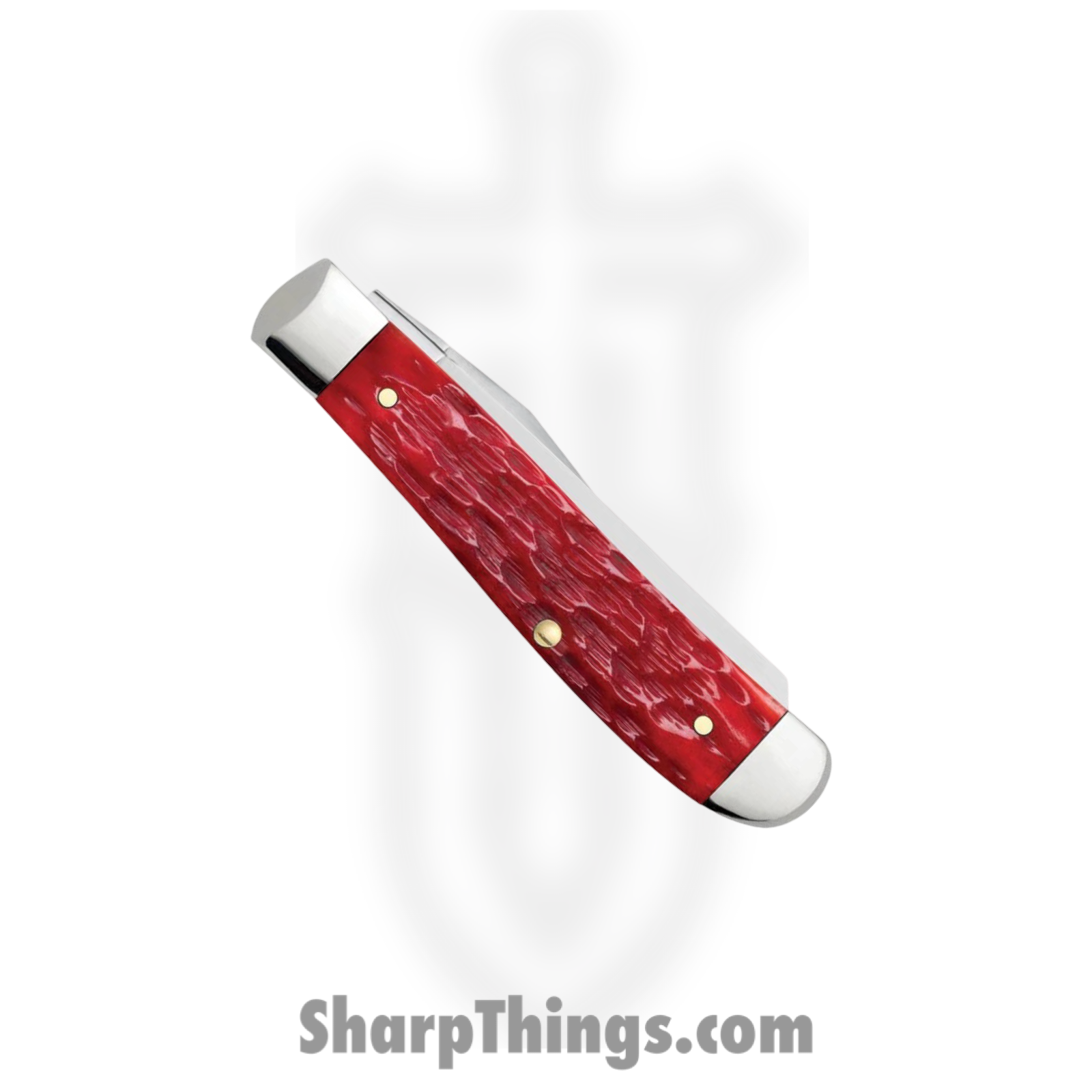 Case Cutlery - CA31952 - Mini Trapper - Folding Knife - Carbon Steel Polished Clip/Spey - Peach Seed Jig Bone - Red - Image 4