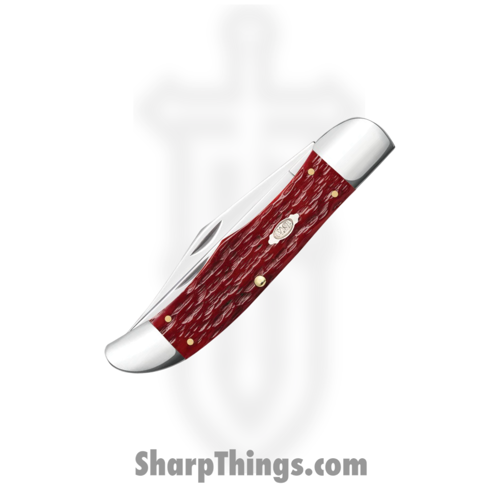 Case Cutlery - CA31960 - Large Folding Hunter - Folding Knife - Carbon Steel Polished Clip/Skinner - Peach Seed Jig Bone - Red - Image 3