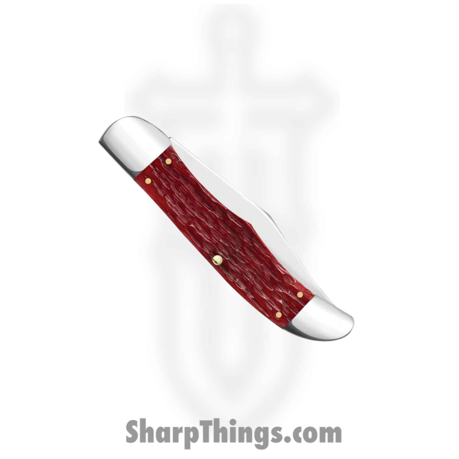 Case Cutlery - CA31960 - Large Folding Hunter - Folding Knife - Carbon Steel Polished Clip/Skinner - Peach Seed Jig Bone - Red - Image 4