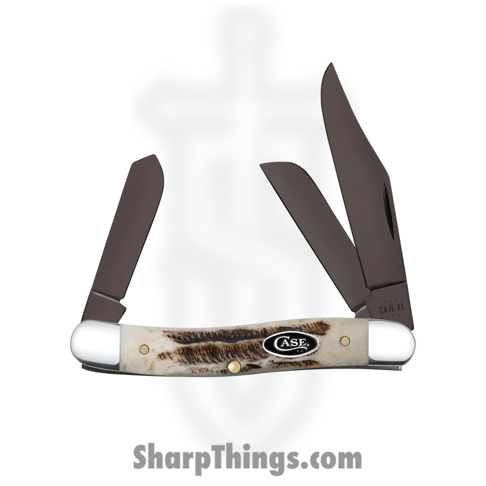 Case Cutlery - CA36743 - Stockman - Folding Knife - Stainless Coated Clip/Sheepsfoot/Spey - Vintage Bone - Brown White - Image 2