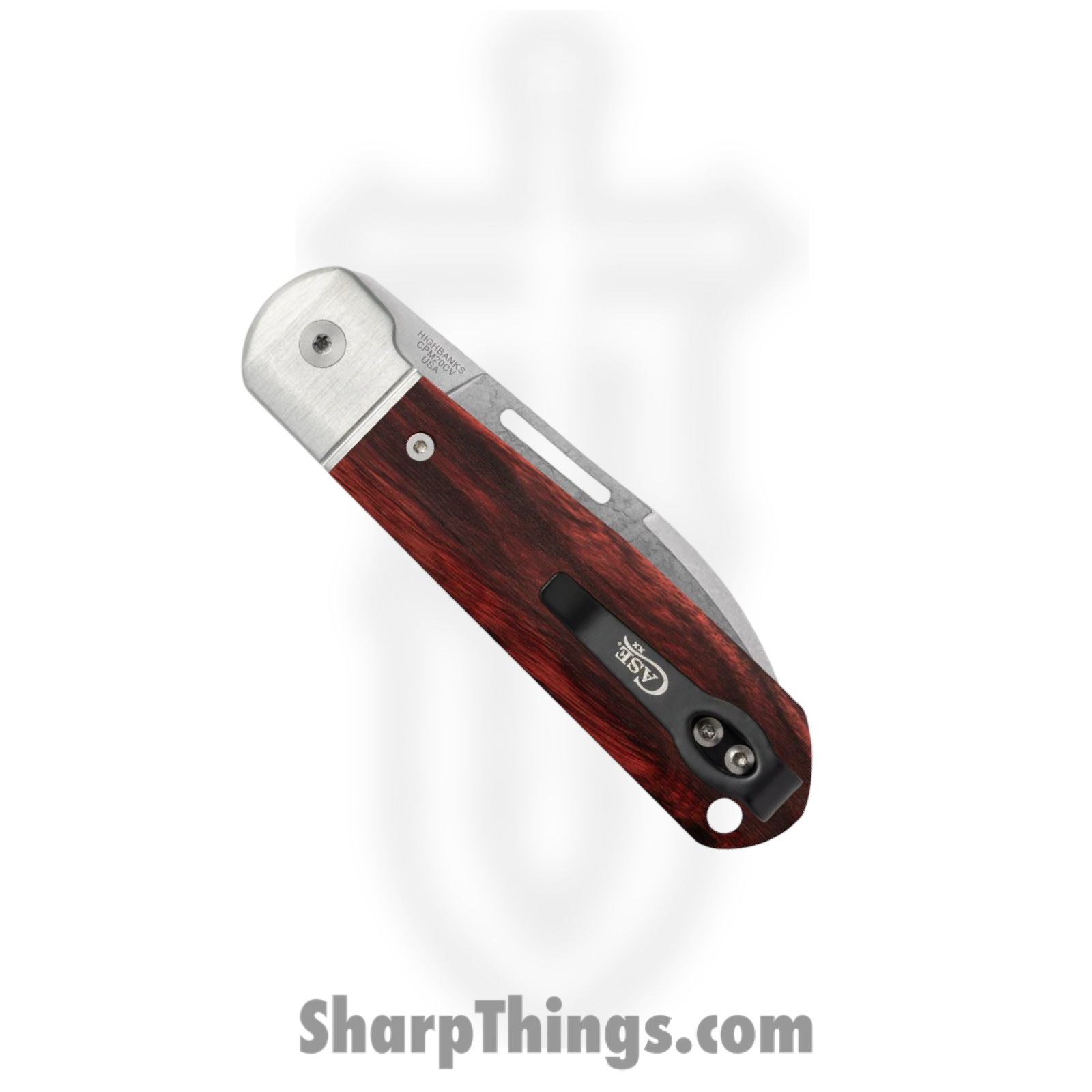 Case Cutlery - CA42229 - Highbanks - Folding Knife - CPM 20CV Two Tone Modified Wharncliffe - Rosewood Aluminum Bolsters - Brown - Image 5