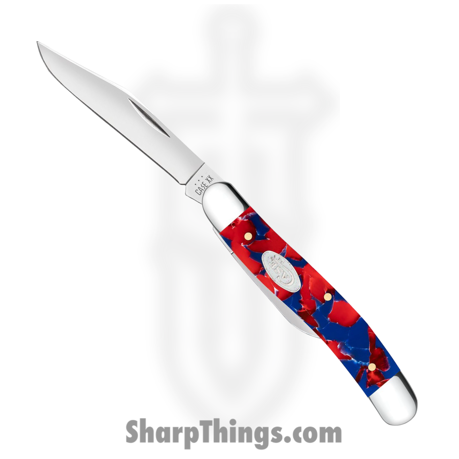 Case Cutlery - CA51006 - Medium Jack Freedom - Folding Knife - Stainless Polished Clip/Pen - Smooth Kirinite - Red Blue