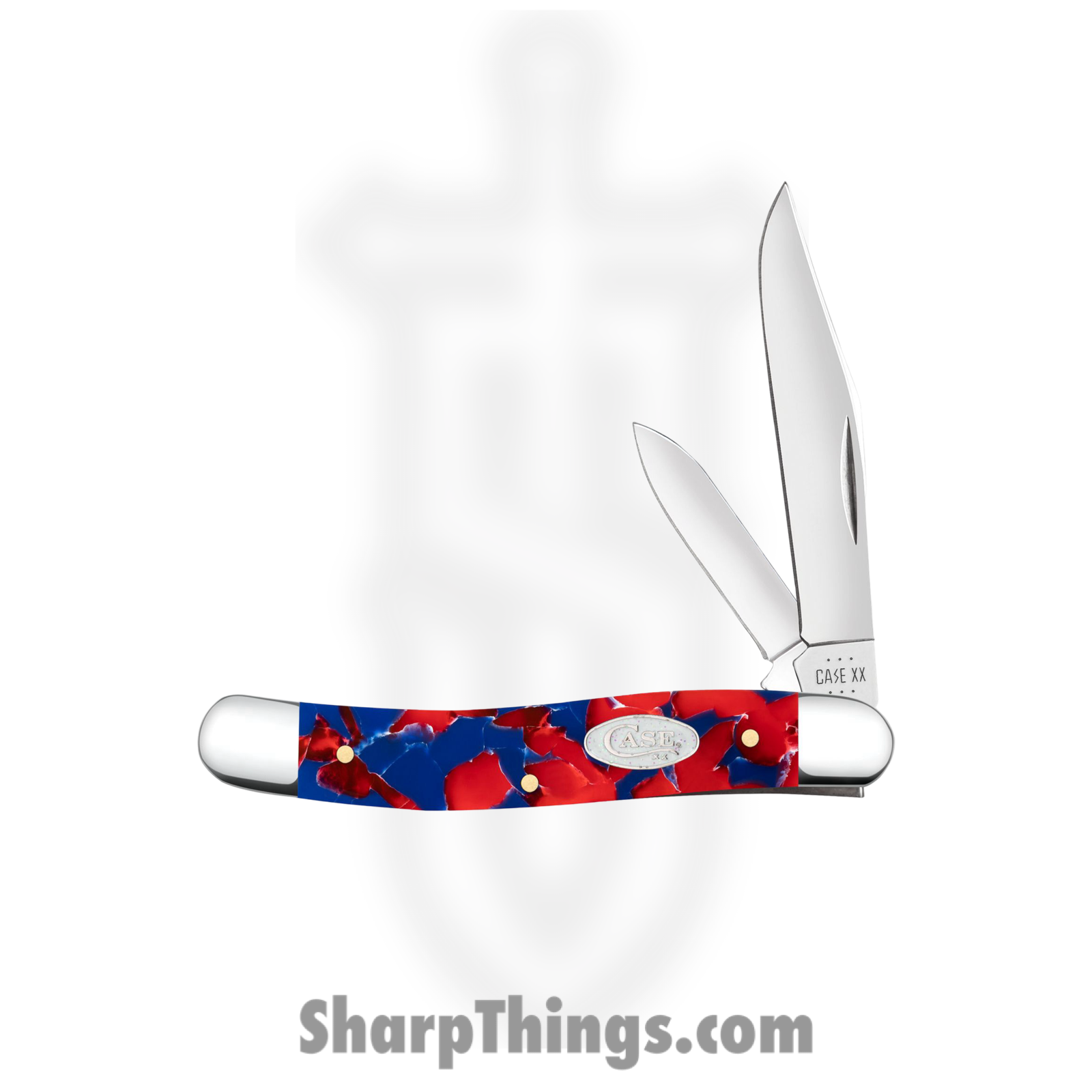 Case Cutlery - CA51006 - Medium Jack Freedom - Folding Knife - Stainless Polished Clip/Pen - Smooth Kirinite - Red Blue - Image 2
