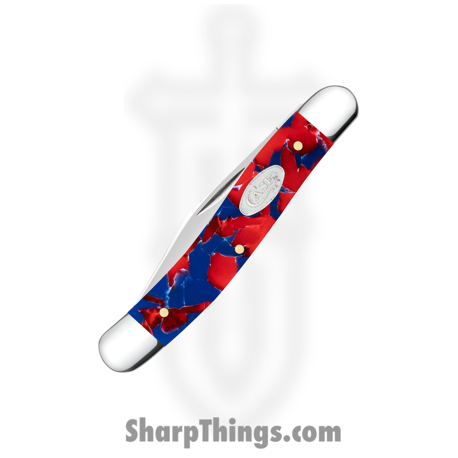 Case Cutlery - CA51006 - Medium Jack Freedom - Folding Knife - Stainless Polished Clip/Pen - Smooth Kirinite - Red Blue - Image 3