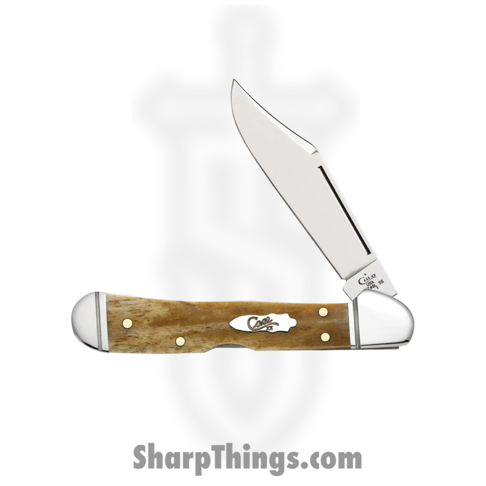 Case Cutlery - CA58186 - Mini CopperLock - Folding Knife - Tru-Sharp Stainless Polished Clip Point - Smooth Antique Bone - Tan - Image 2