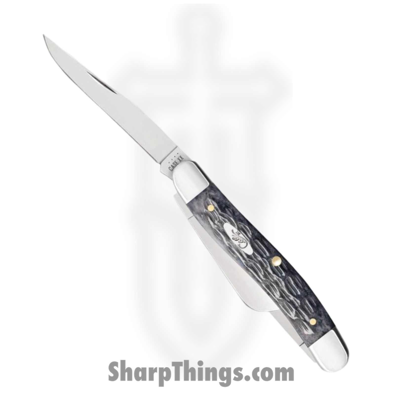 Case Cutlery - CA58413 - Medium Stockman - Folding Knife - Carbon Steel Polished Clip/Sheepfoot/Spey - Crandall Jig Bone - Gray