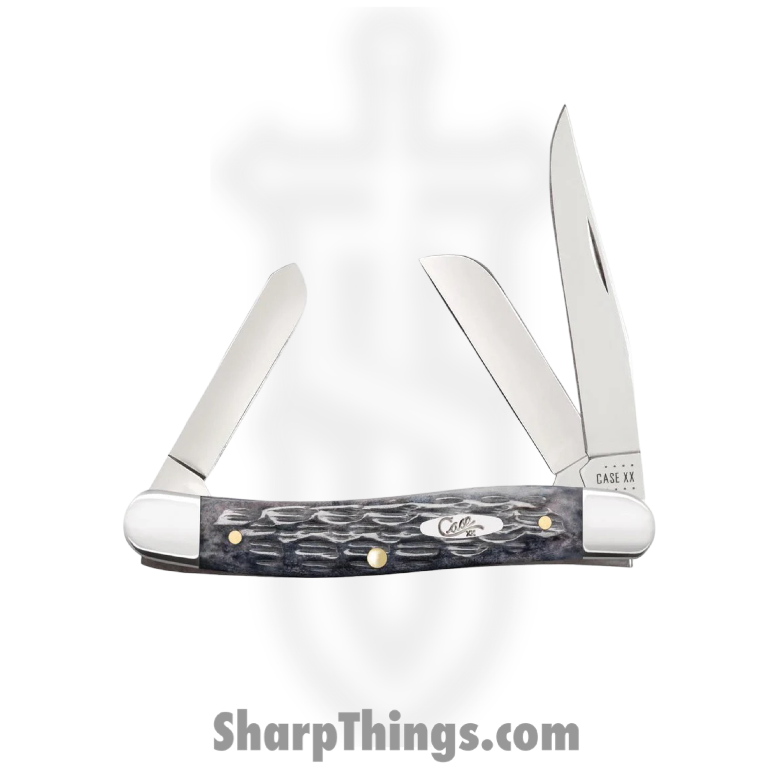 Case Cutlery - CA58413 - Medium Stockman - Folding Knife - Carbon Steel Polished Clip/Sheepfoot/Spey - Crandall Jig Bone - Gray - Image 2