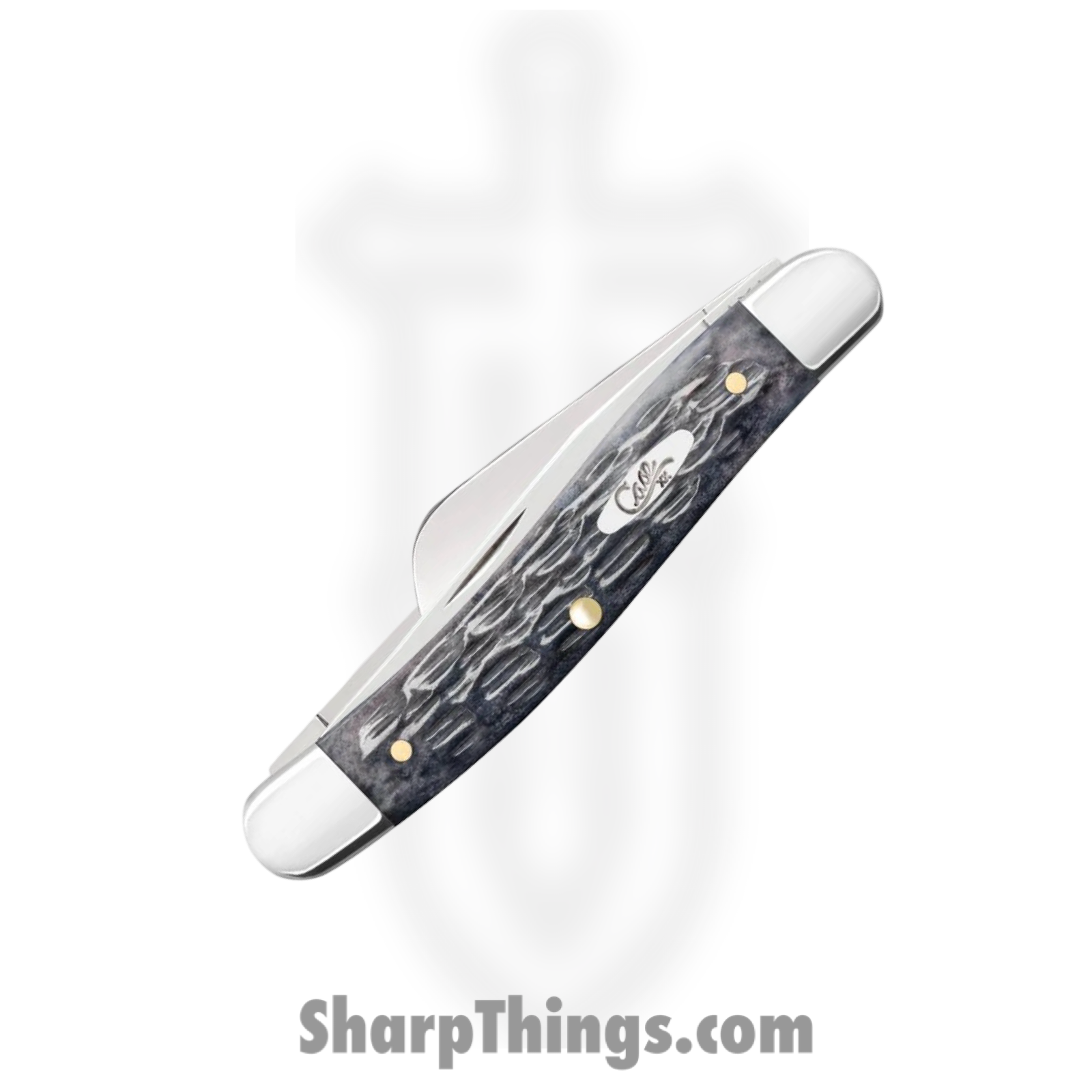 Case Cutlery - CA58413 - Medium Stockman - Folding Knife - Carbon Steel Polished Clip/Sheepfoot/Spey - Crandall Jig Bone - Gray - Image 3