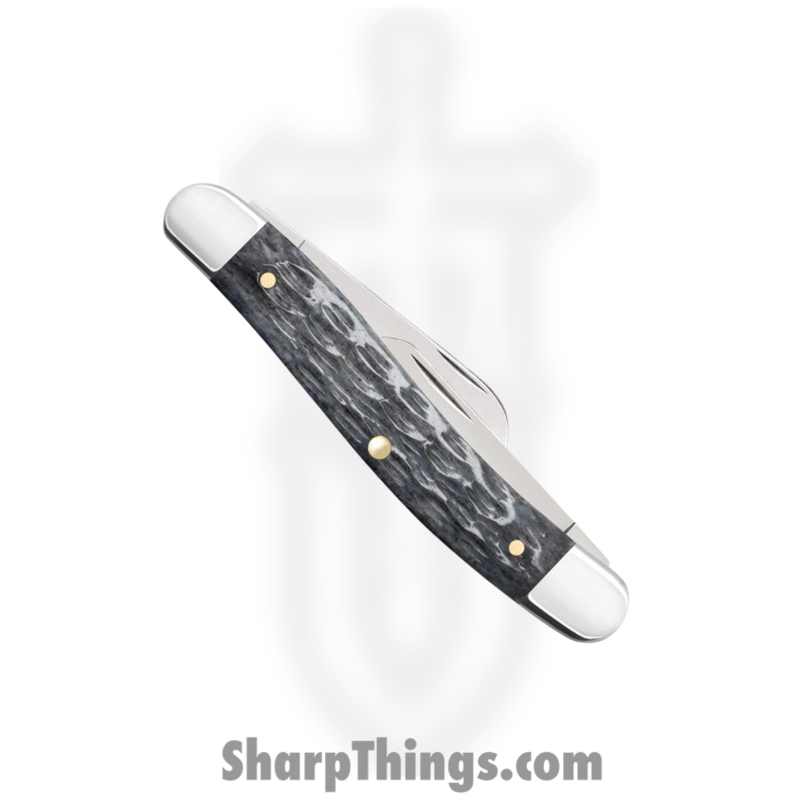 Case Cutlery - CA58413 - Medium Stockman - Folding Knife - Carbon Steel Polished Clip/Sheepfoot/Spey - Crandall Jig Bone - Gray - Image 4