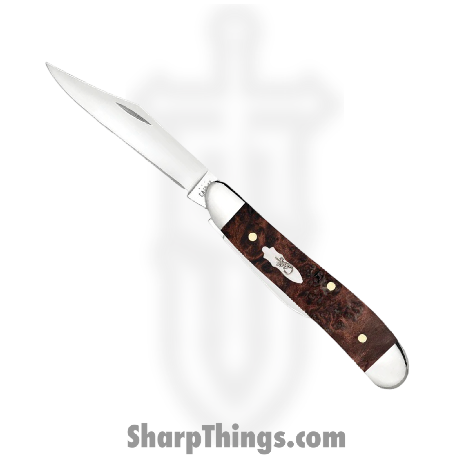 Case Cutlery - CA64059 - Peanut - Folding Knife - Tru-Sharp™ Stainless Polished Clip/Pen - Maple Burl Wood - Brown