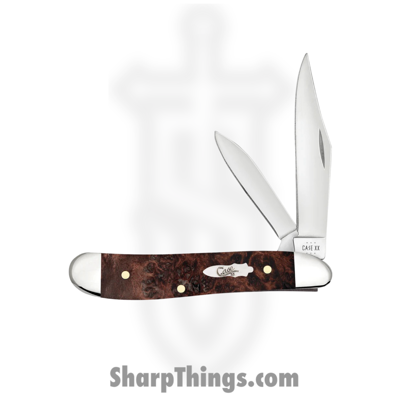 Case Cutlery - CA64059 - Peanut - Folding Knife - Tru-Sharp™ Stainless Polished Clip/Pen - Maple Burl Wood - Brown - Image 2