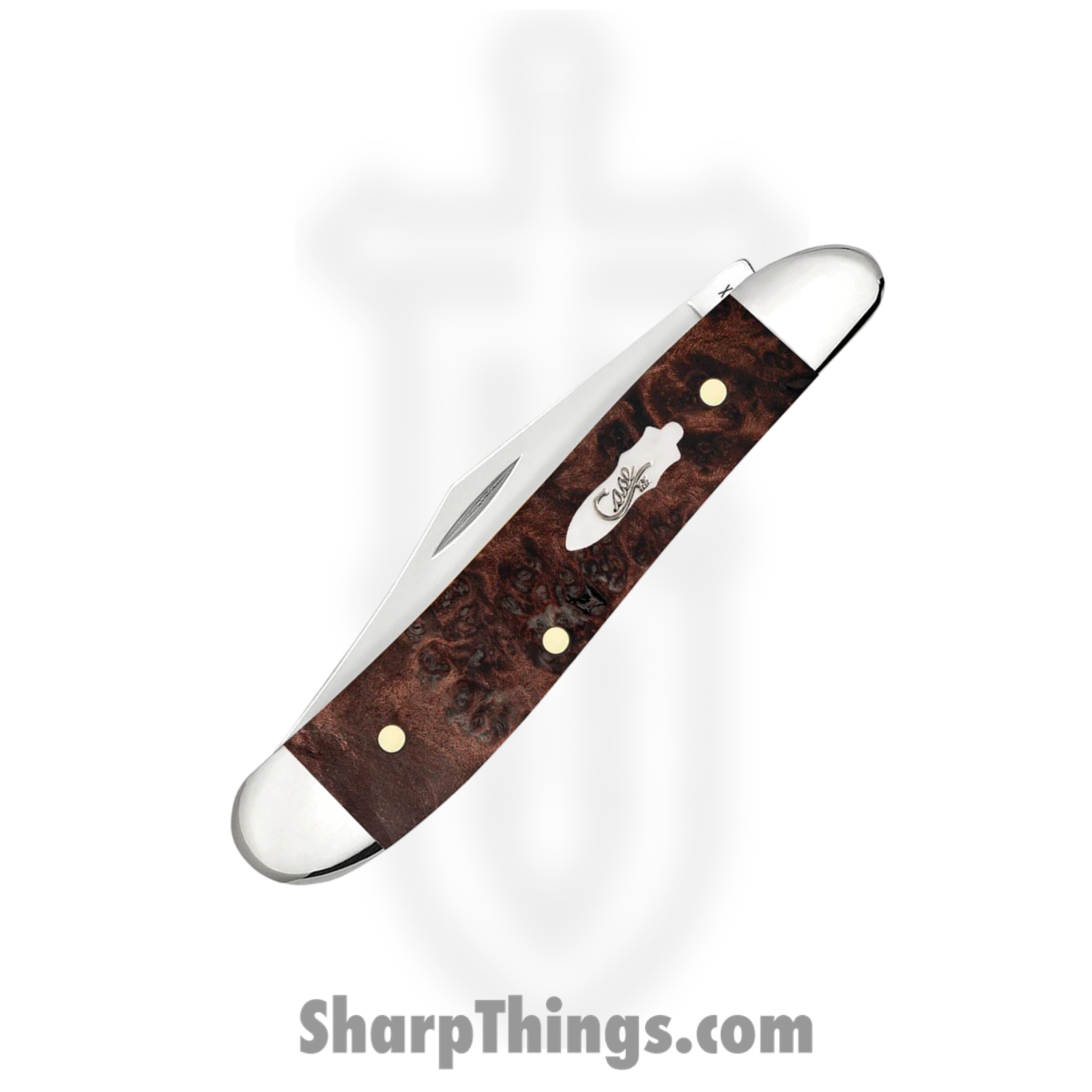 Case Cutlery - CA64059 - Peanut - Folding Knife - Tru-Sharp™ Stainless Polished Clip/Pen - Maple Burl Wood - Brown - Image 3
