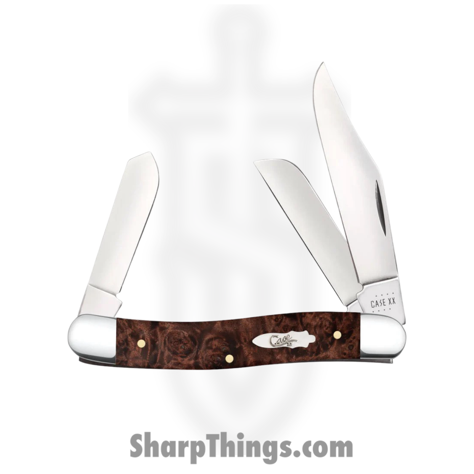 Case Cutlery - CA64065 - Stockman - Folding Knife - Tru-Sharp™ Stainless Polished Clip/Sheepfoot/Spey - Maple Burl Wood - Brown - Image 2