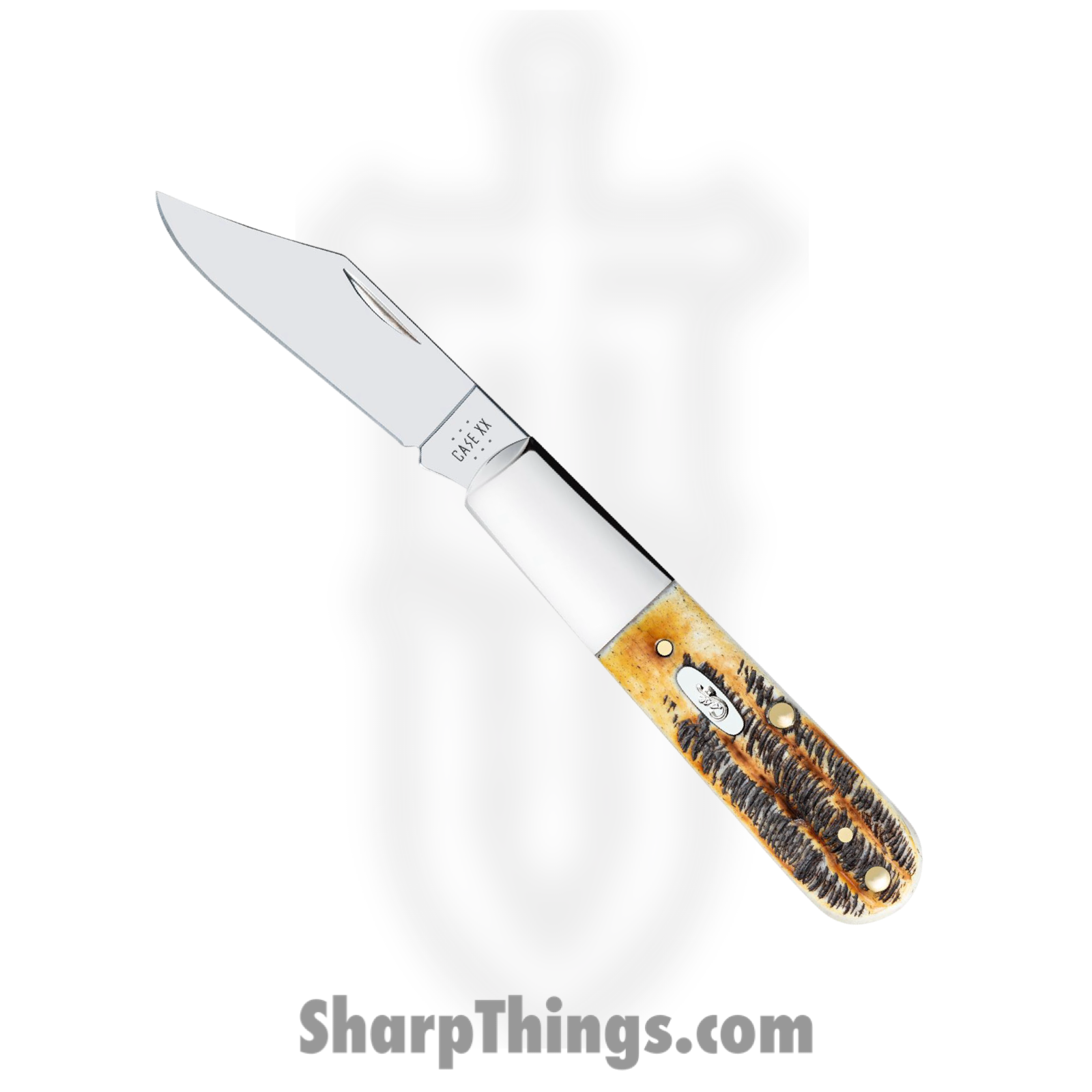 Case Cutlery - CA65339 - Barlow - Folding Knife - Stainless Polished Clip Point - BoneStag - Brown Black