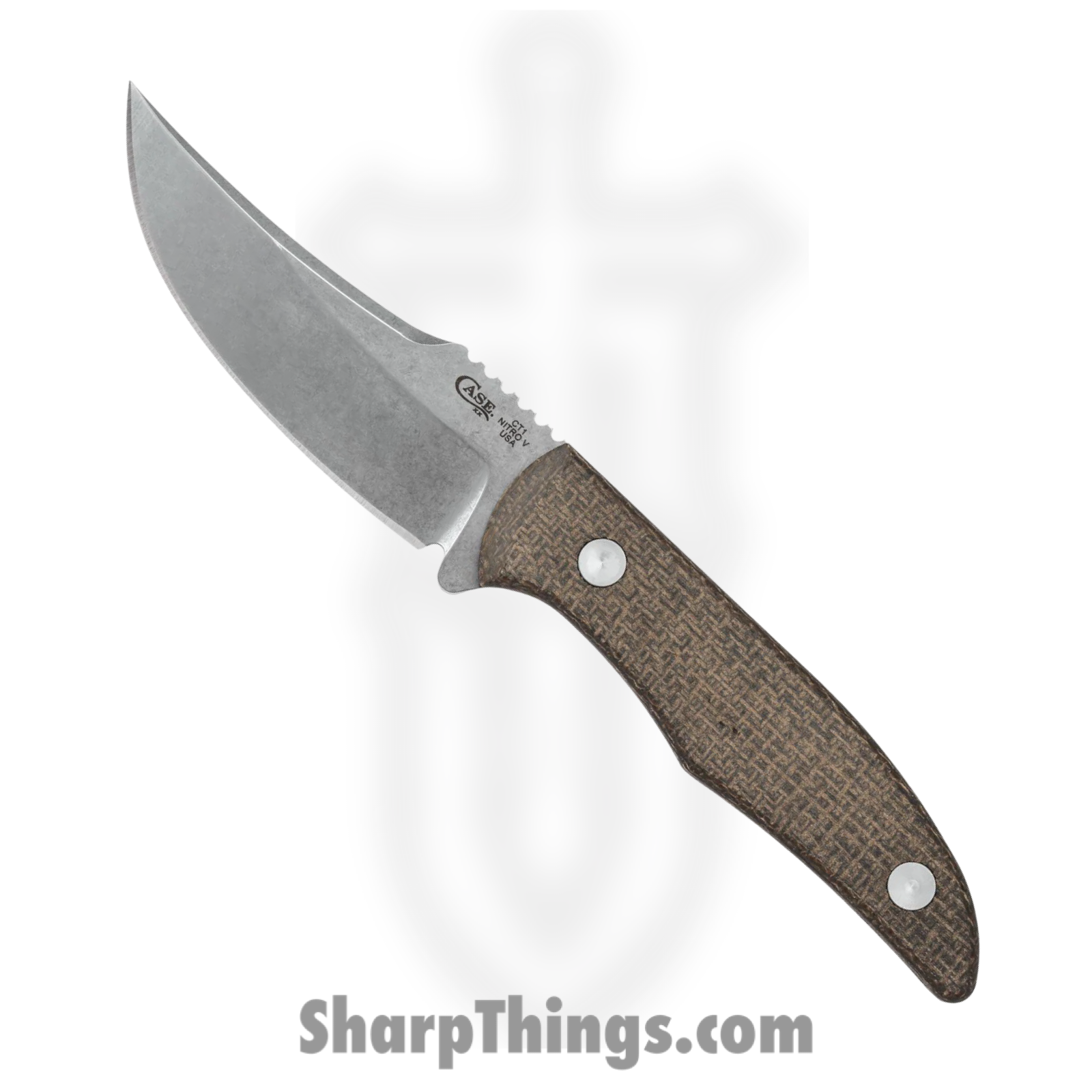 Case Cutlery - CA76935 - CT1 Hunter - Fixed Blade Knife - Nitro-V Stonewash Clip Point - Burlap Micarta - OD Green