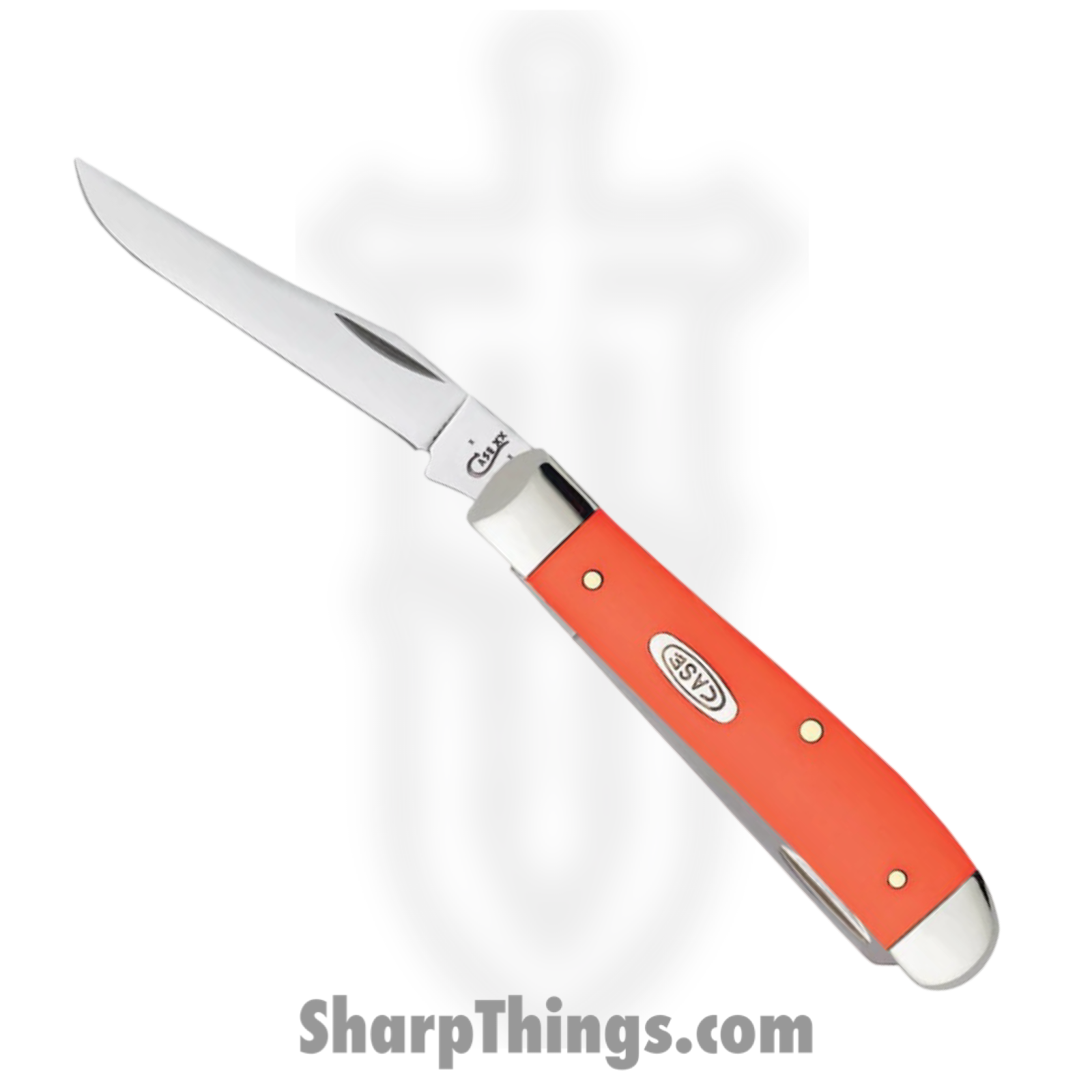 Case Cutlery - CA80505 - Mini Trapper - Folding Knife - Tru-Sharp Stainless Polished Clip Spey - Smooth Synthetic - Orange