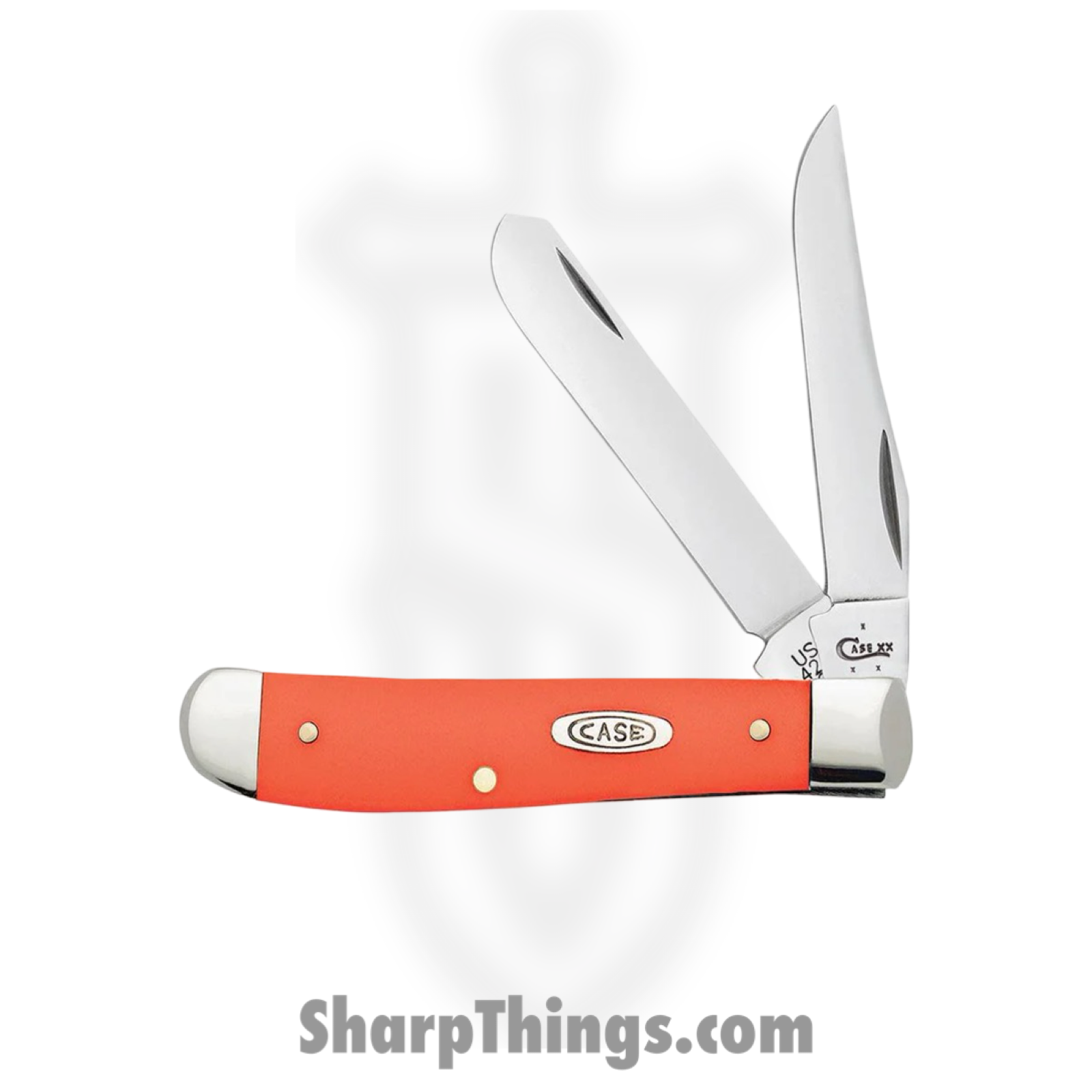 Case Cutlery - CA80505 - Mini Trapper - Folding Knife - Tru-Sharp Stainless Polished Clip Spey - Smooth Synthetic - Orange - Image 2