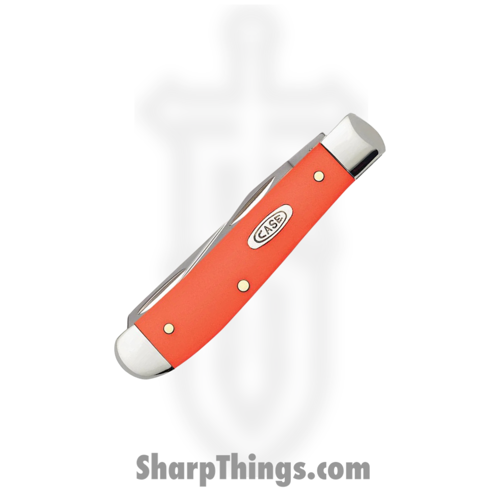 Case Cutlery - CA80505 - Mini Trapper - Folding Knife - Tru-Sharp Stainless Polished Clip Spey - Smooth Synthetic - Orange - Image 3