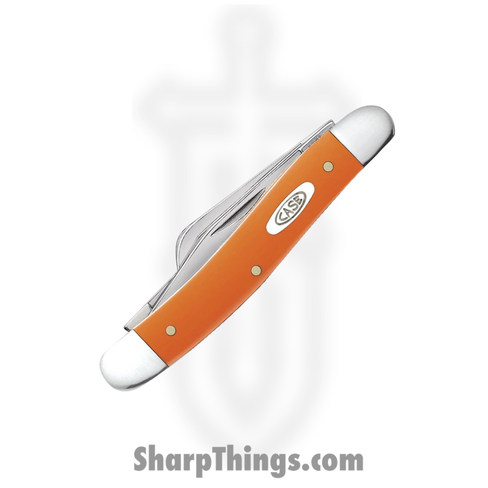 Case Cutlery - CA80509 - Medium Stockman - Folding Knife - Tru-Sharp™ Stainless Polished Clip/Sheepfoot/Spey - Synthetic - Orange - Image 3