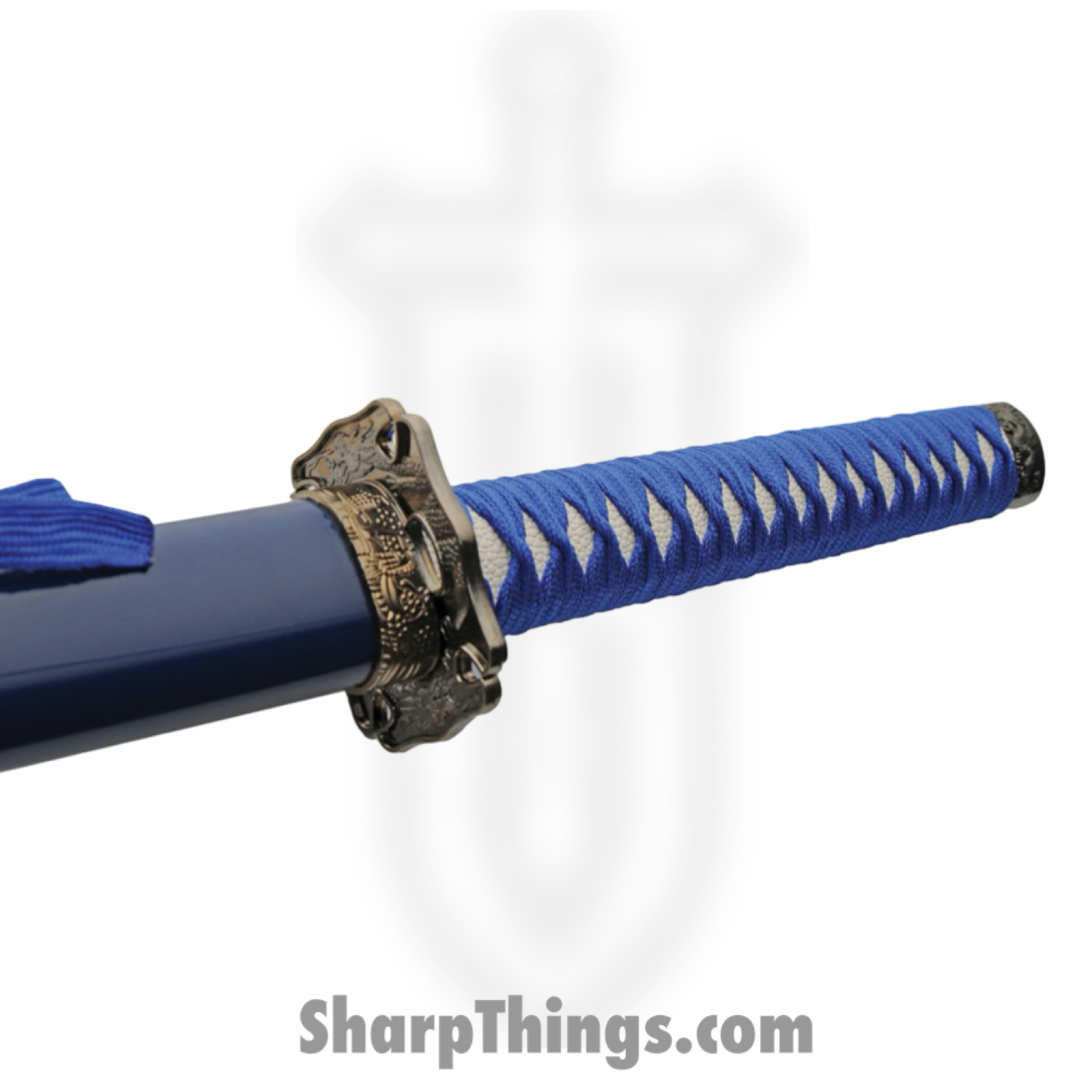 CMP - CN927030BL - Gold Dragon Samurai - Fixed Blade Knife - Carbon Steel Satin - Cord Wrapped - Blue - Image 4