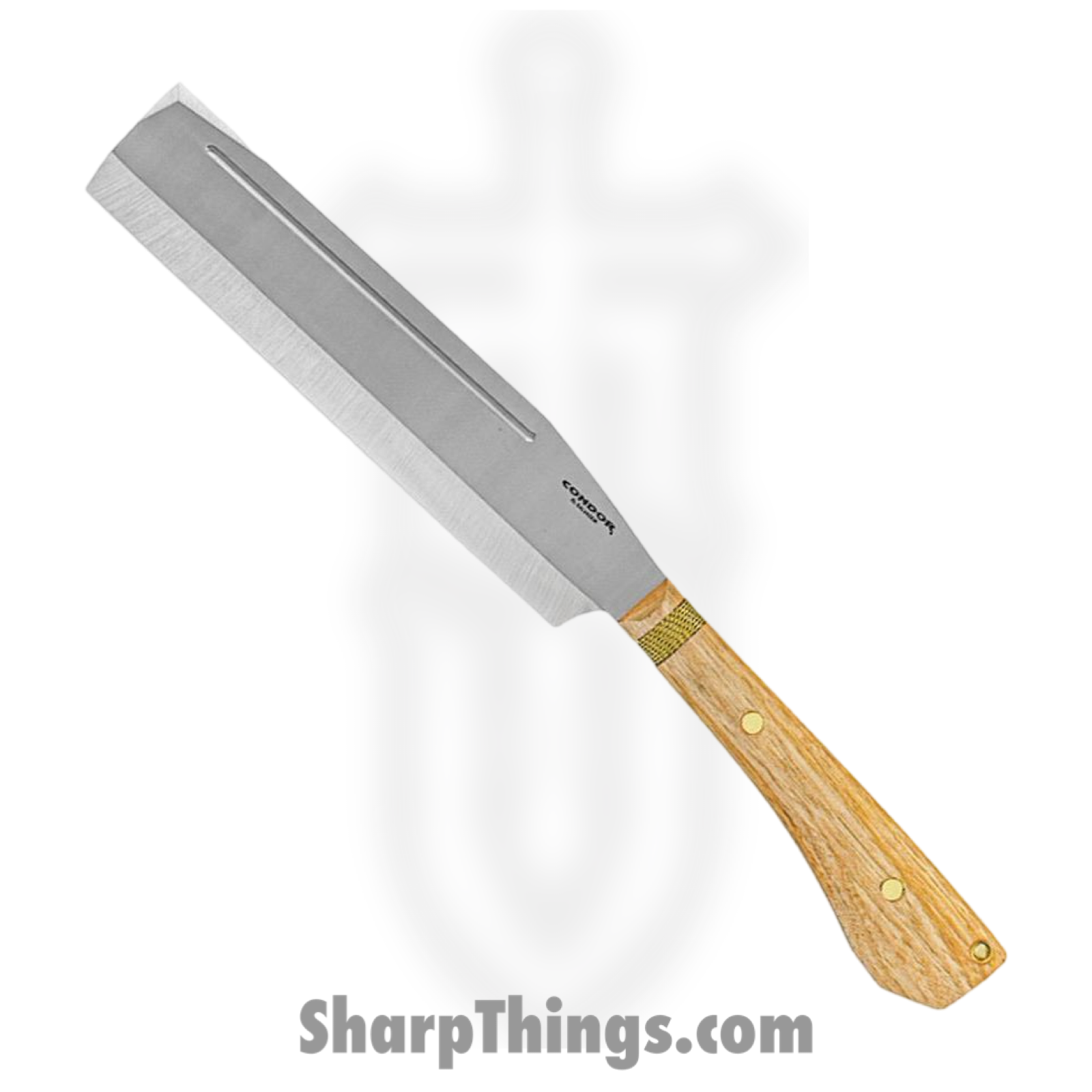 Condor Tool & Knife - CTK201310HC - Batonata Chopper Machete - Fixed Blade Knife - 1075 HC Blasted - American Hickory - Brown