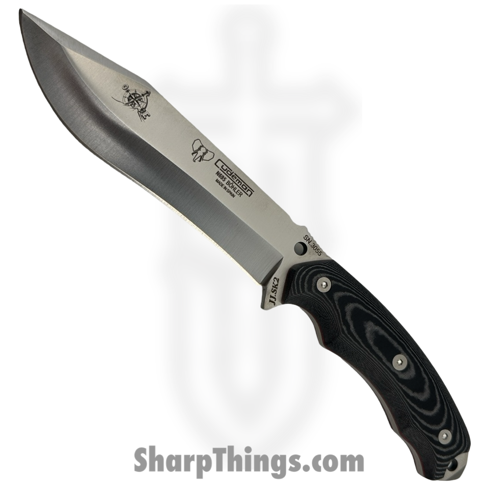 Cudeman - CUD125MC - Survival Knife Kit - Fixed Blade Knife - Bohler N695 Satin Clip Point - Micarta - Black Gray