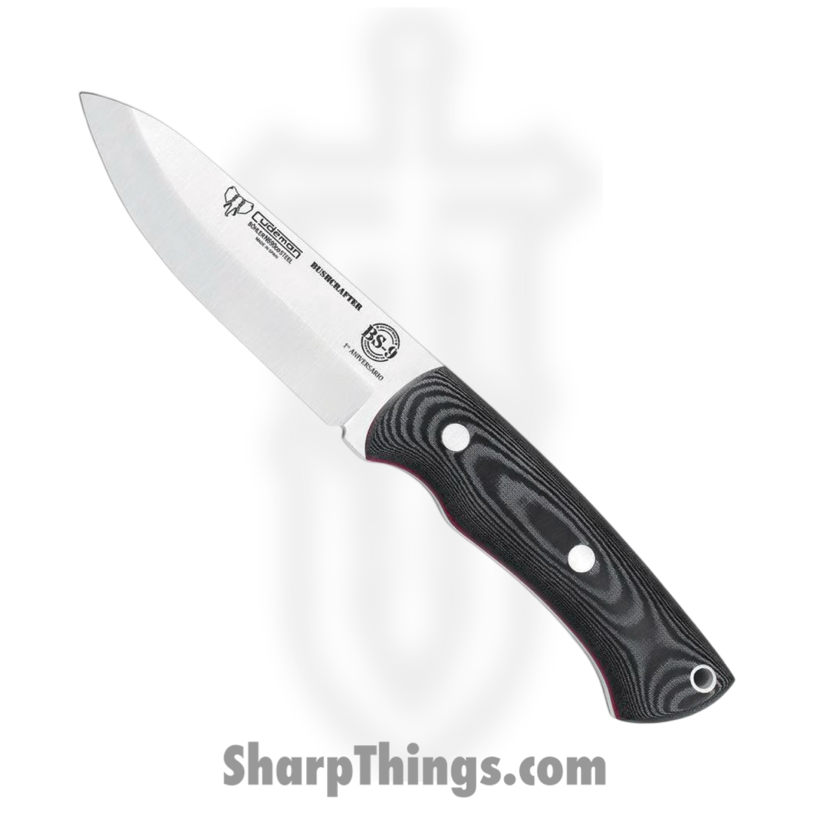 Cudeman - CUD206M - Bushcrafter - Fixed Blade Knife - Bohler N690 Satin Drop Point - Micarta - Black