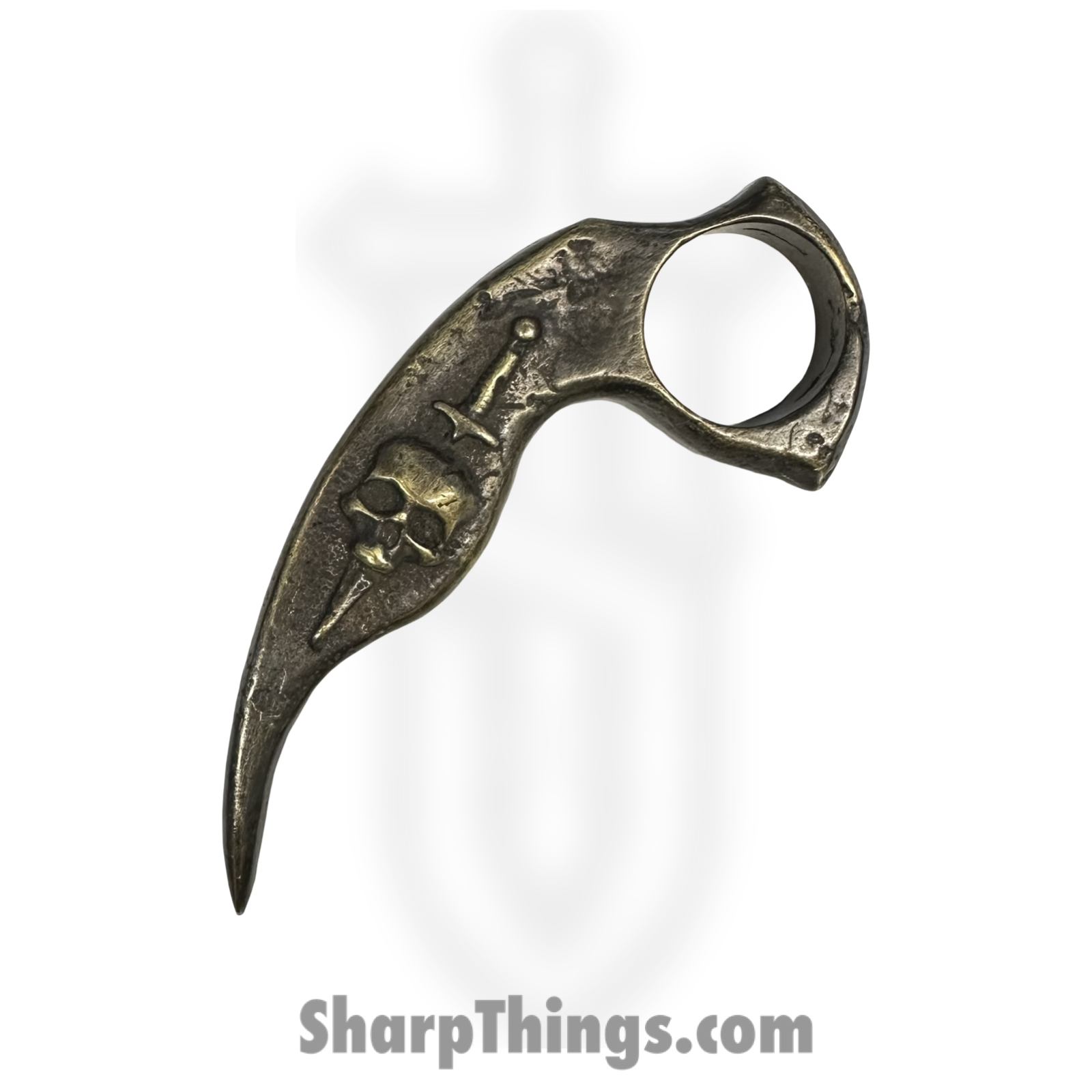 Heavy Barrel Designs - HB-ST-SKLDGA - Stinger Skull and Dagger - Cast - Brass - Natural
