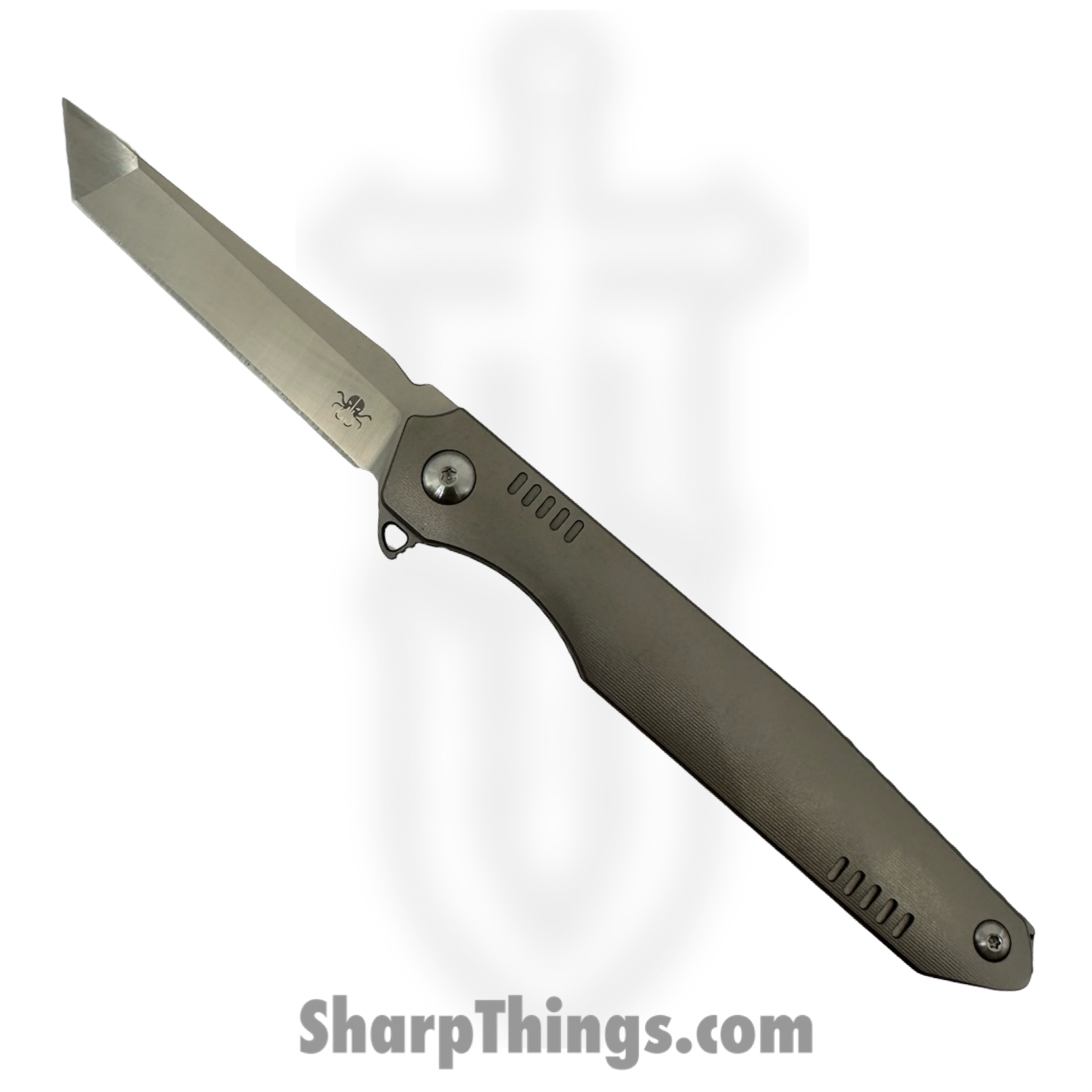 Hwzbben Knives - HWZ-B1 - Raef - Folding Knife - M390 Satin Tanto - TA5 Titanium - Gray