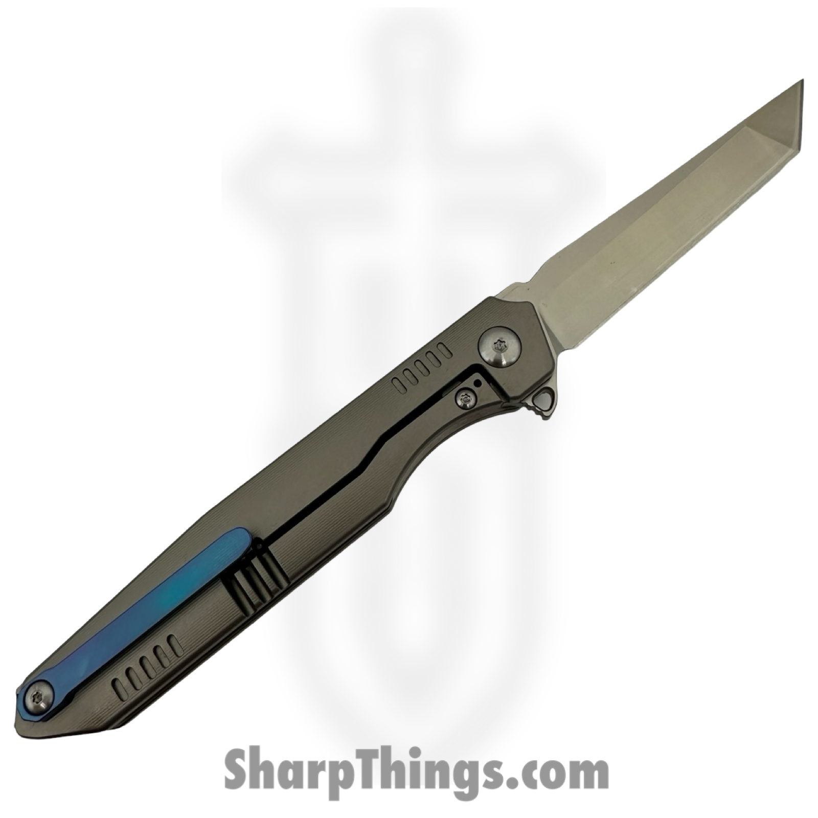 Hwzbben Knives - HWZ-B1 - Raef - Folding Knife - M390 Satin Tanto - TA5 Titanium - Gray - Image 3
