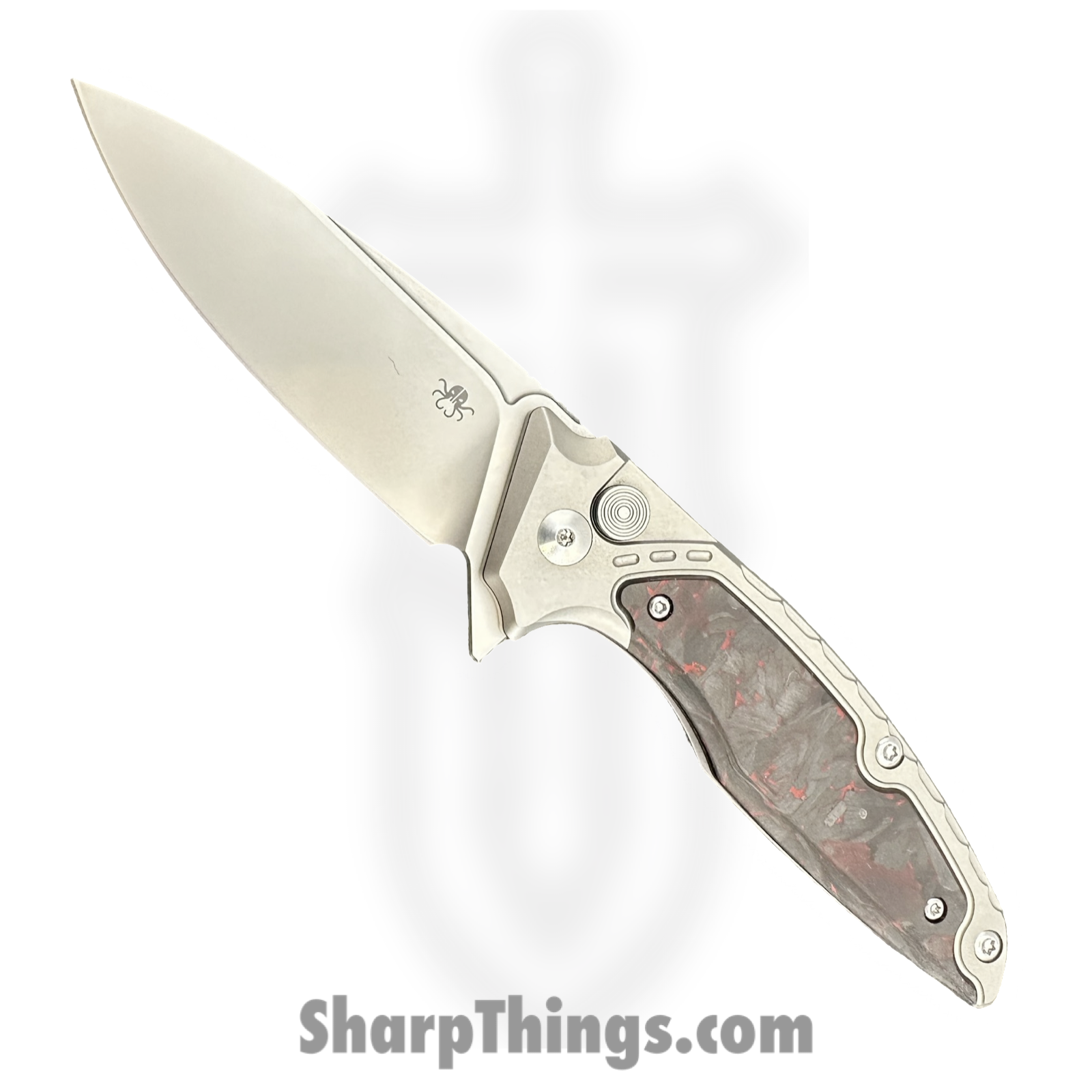 Klaken Knives - B05-RD - Hermod - Folding Knife - M390 Blasted Drop Point - Titanium - Red