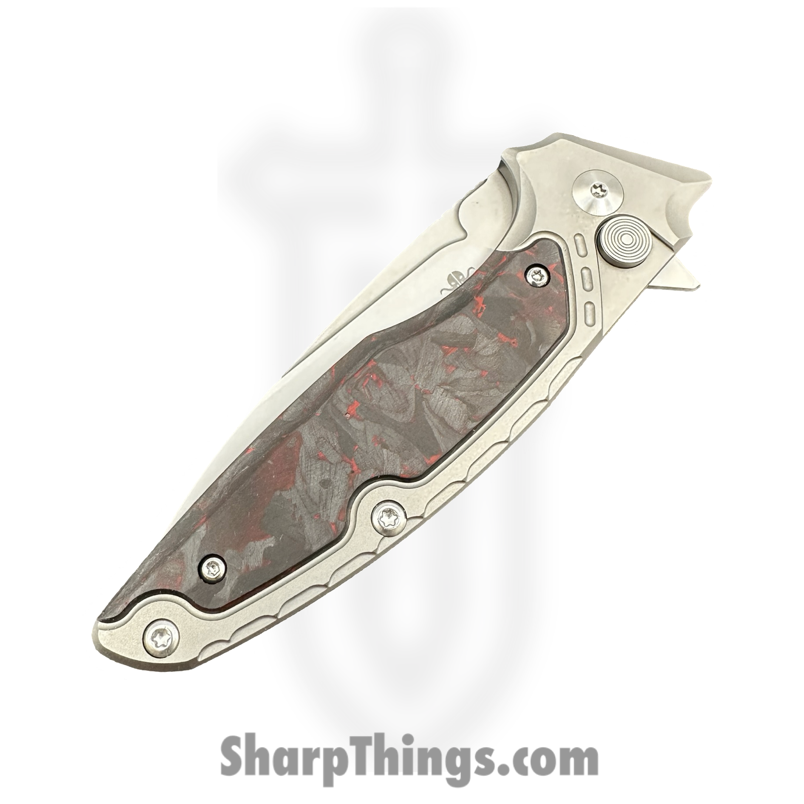 Klaken Knives - B05-RD - Hermod - Folding Knife - M390 Blasted Drop Point - Titanium - Red - Image 3