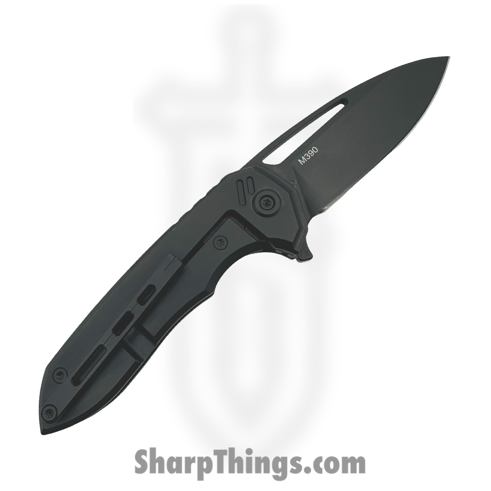 Hwzbben Knives - HWZ-B8 - Ragna - Folding Knife - M390 Coated Drop Point - TA5 Titanium Carbon Fiber Inlay - Black - Image 2