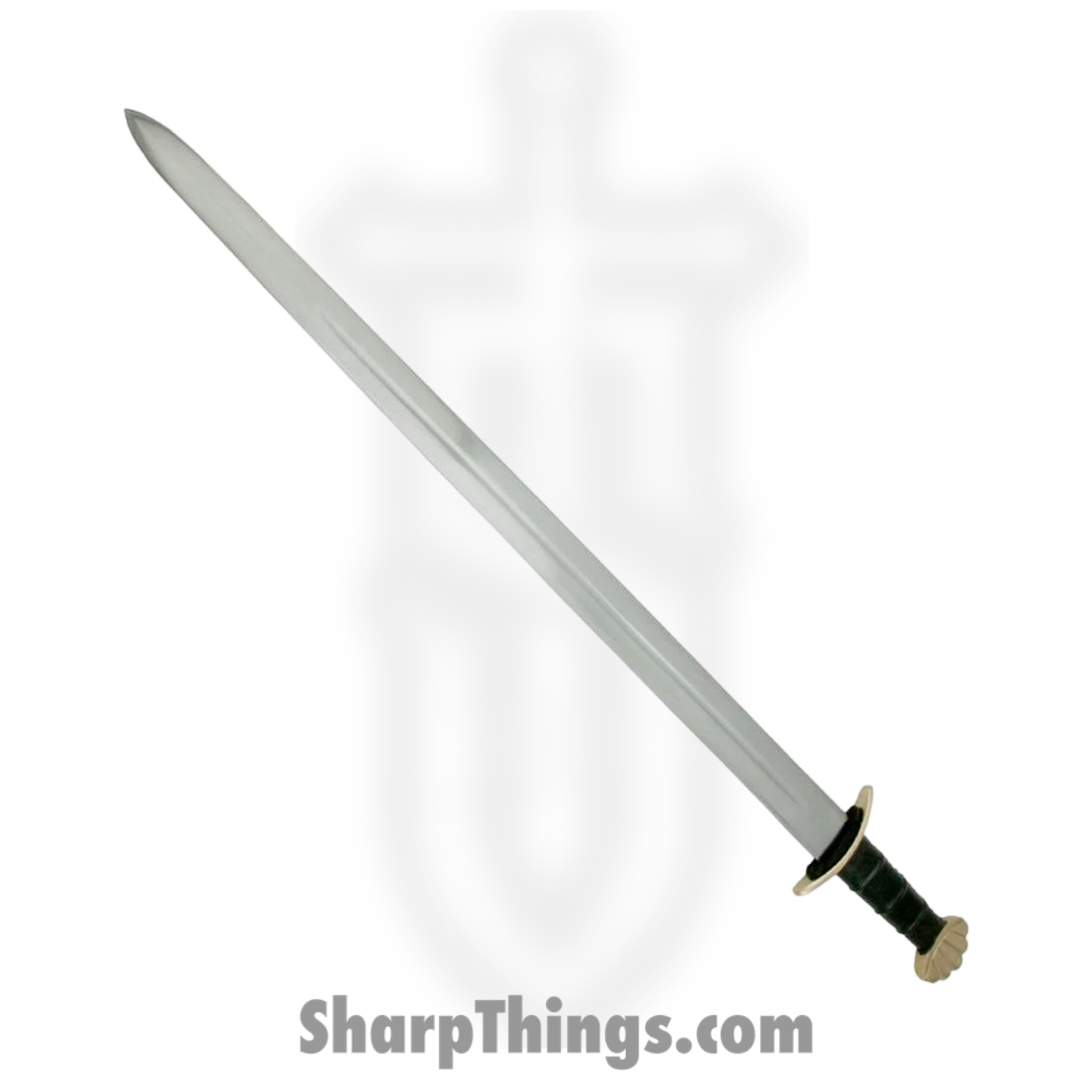 PTC - ICS-606 - Viking Battle Ready Sword and Scabbard Set - Fixed Blade Knife - Carbon Steel Polished - Leather Wrapped - Black Gold